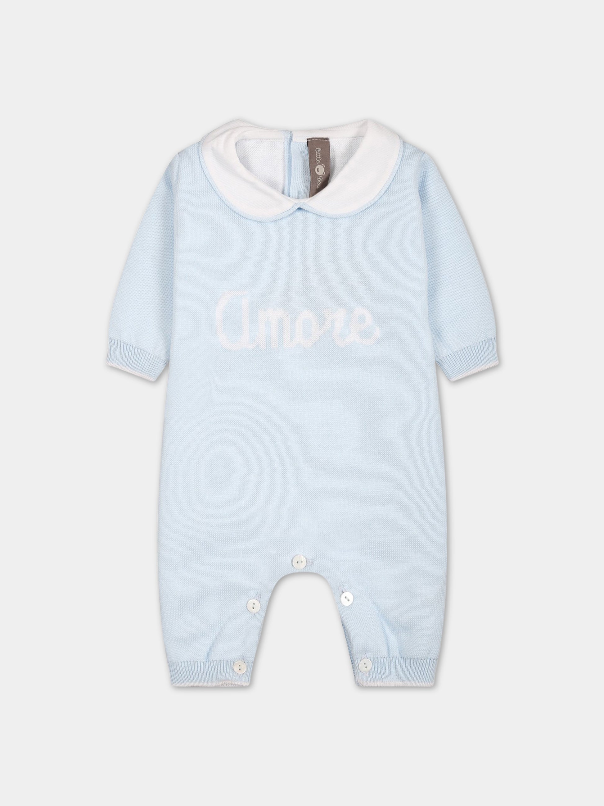 Tutina celeste per neonato con scritta  Amore ,Little Bear,6122 CIELO