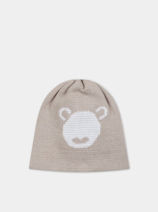 Cappello beige per neonati,Little Bear,6107 CORDA/BIANCO