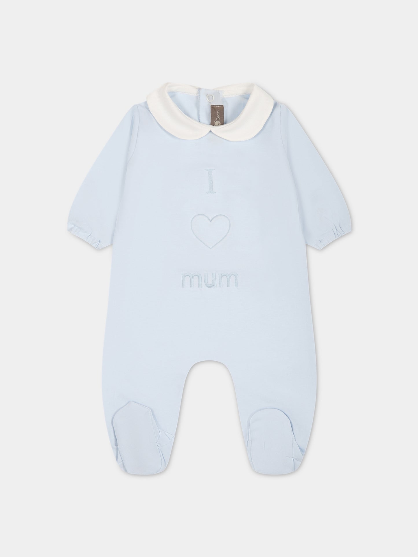 Tutina celeste per neonato con scritta e cuore,Little Bear,6038 CIELO