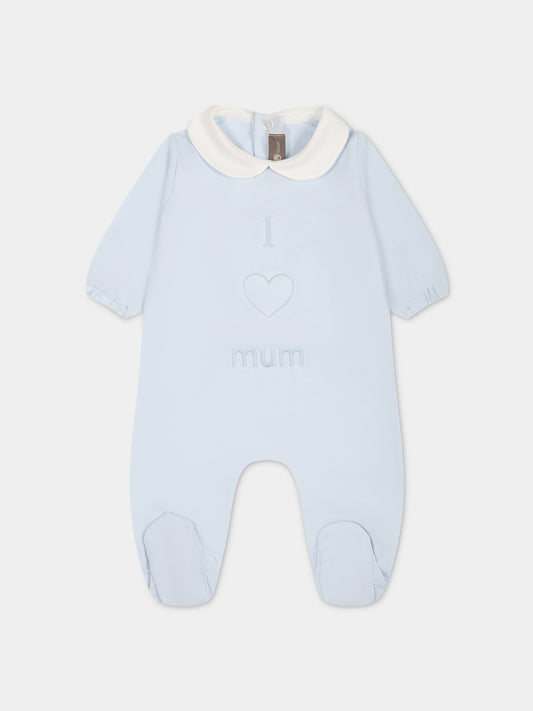 Tutina celeste per neonato con scritta e cuore,Little Bear,6038 CIELO