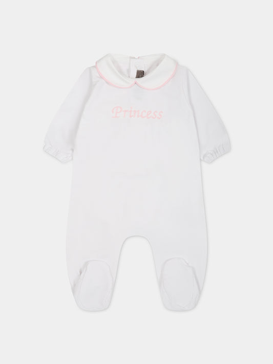 Tutina bianco per neonata con scritta  Princess ,Little Bear,6045 BIANCO/ROSA