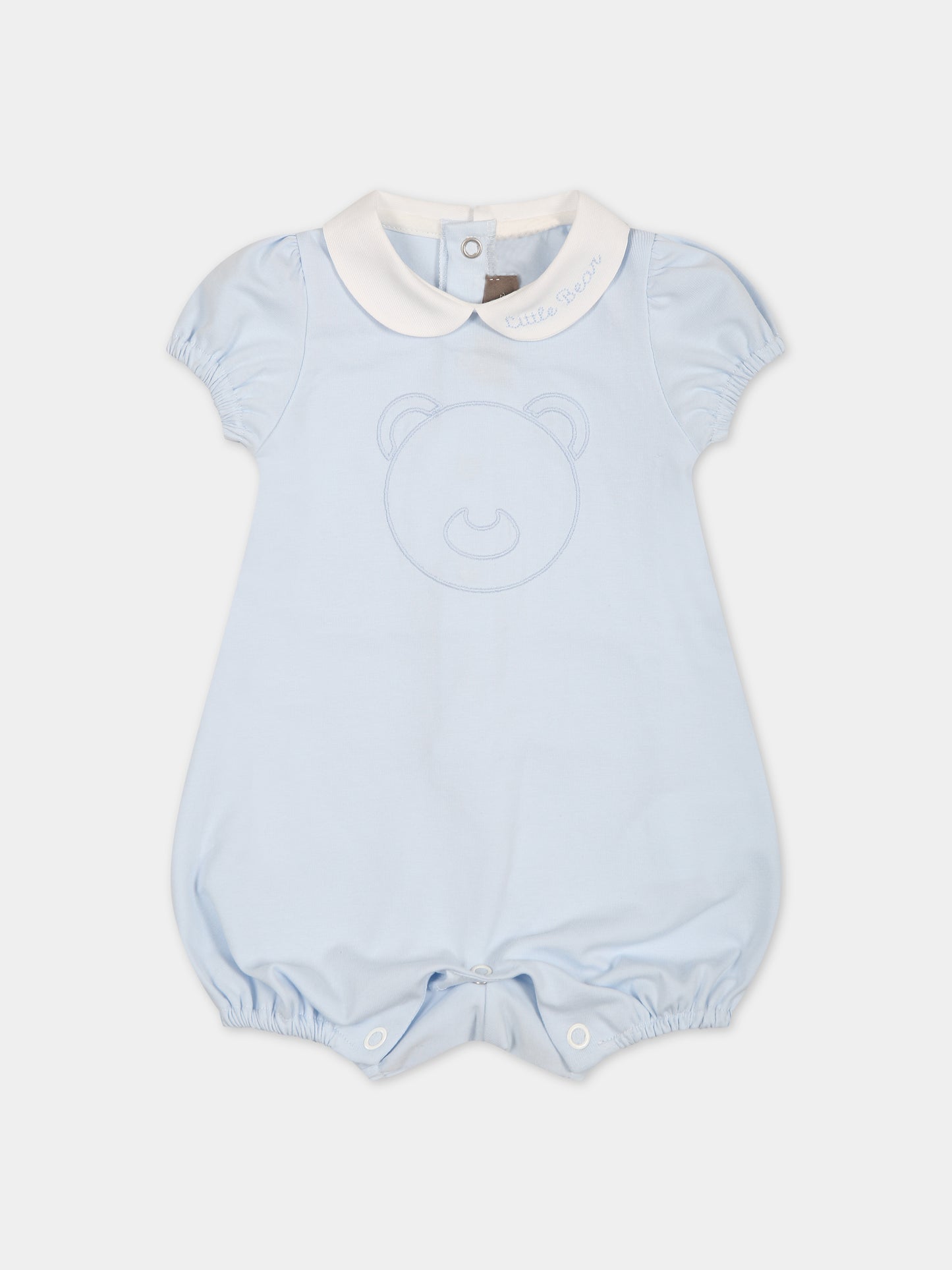 Pagliaccetto celeste per neonato con orso e logo,Little Bear,6048 CIELO