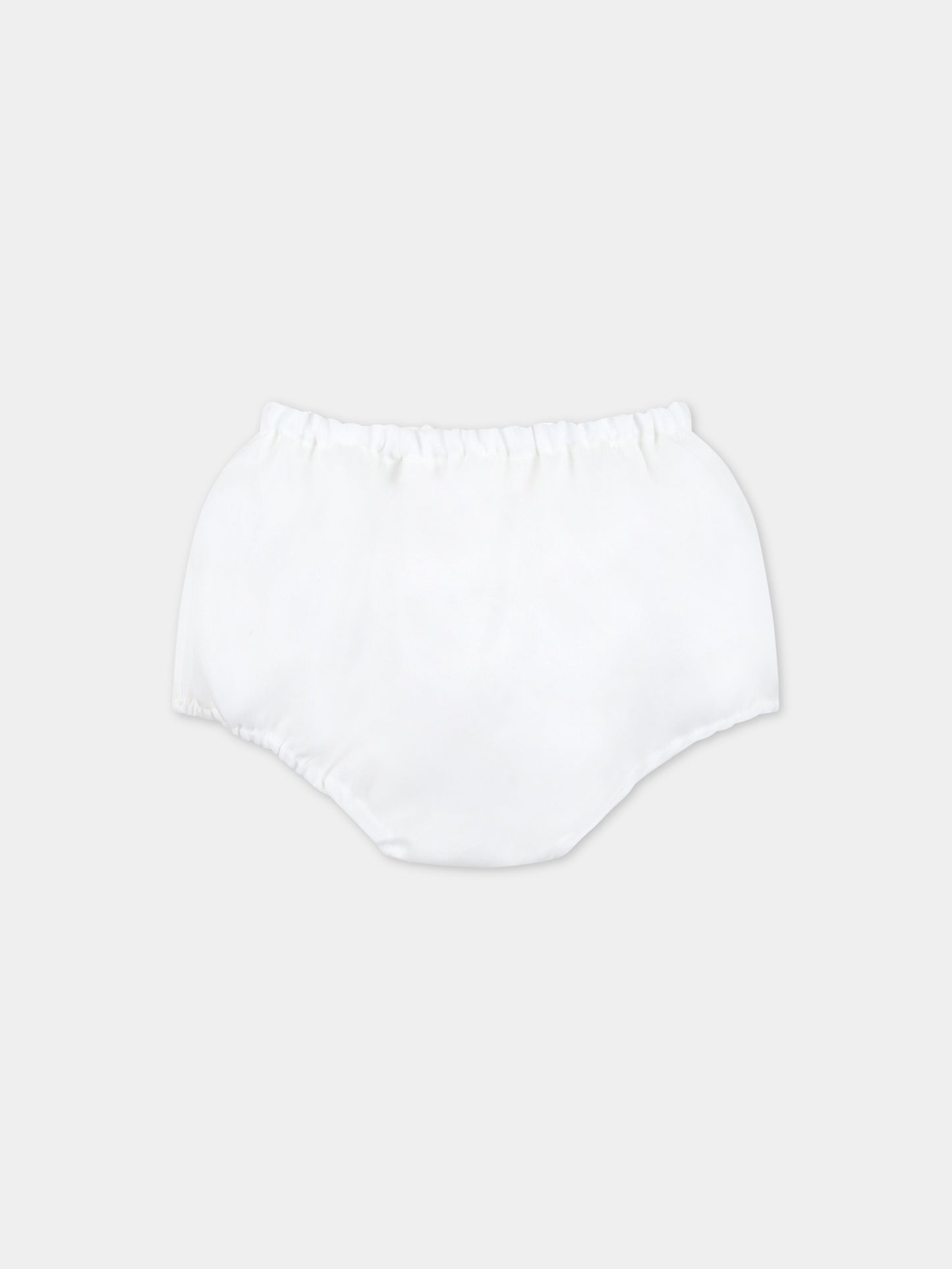 Vestito bianco per neonata con fiori applicati,La Stupenderia,CBAB56O06 U10
