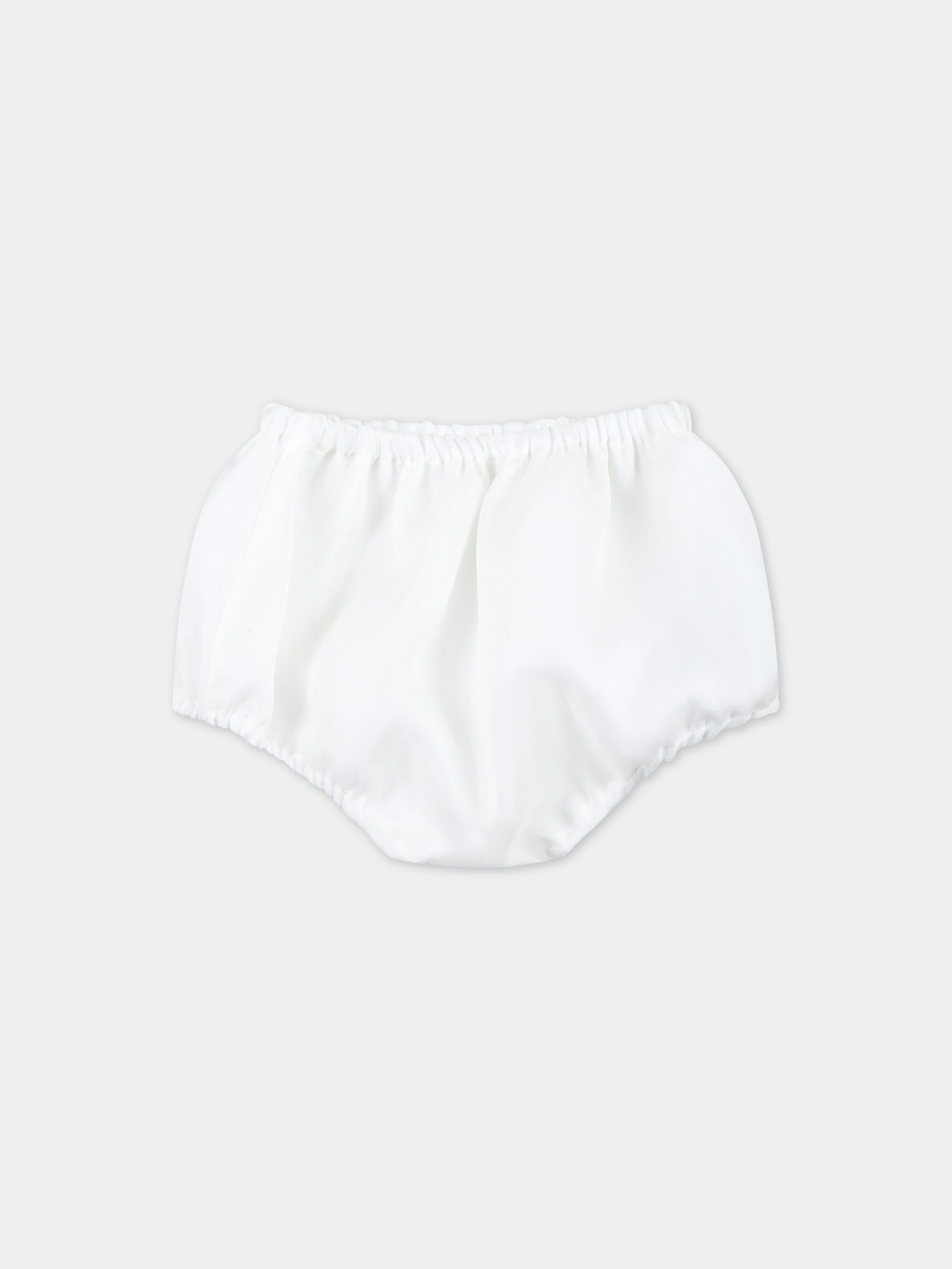 Vestito bianco per neonata con fiori applicati,La Stupenderia,CBAB56O06 U10