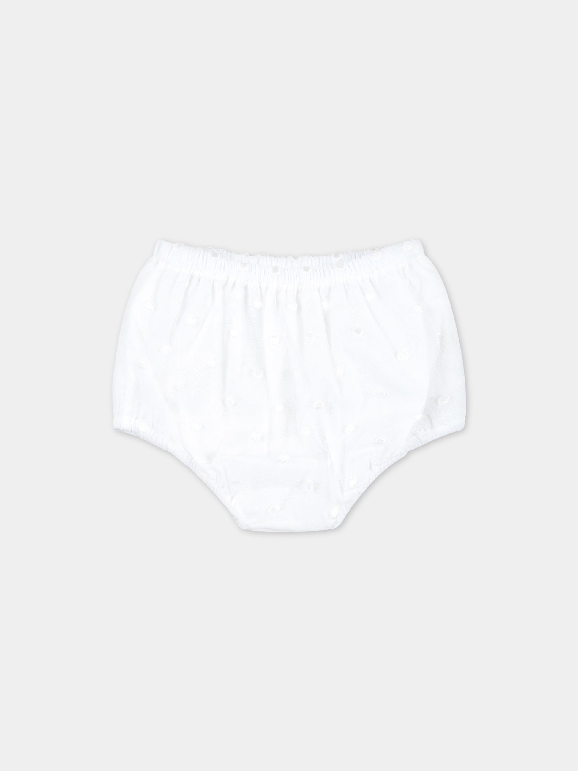 Vestito bianco per neonata con pois,La Stupenderia,CCAB72X47 S06