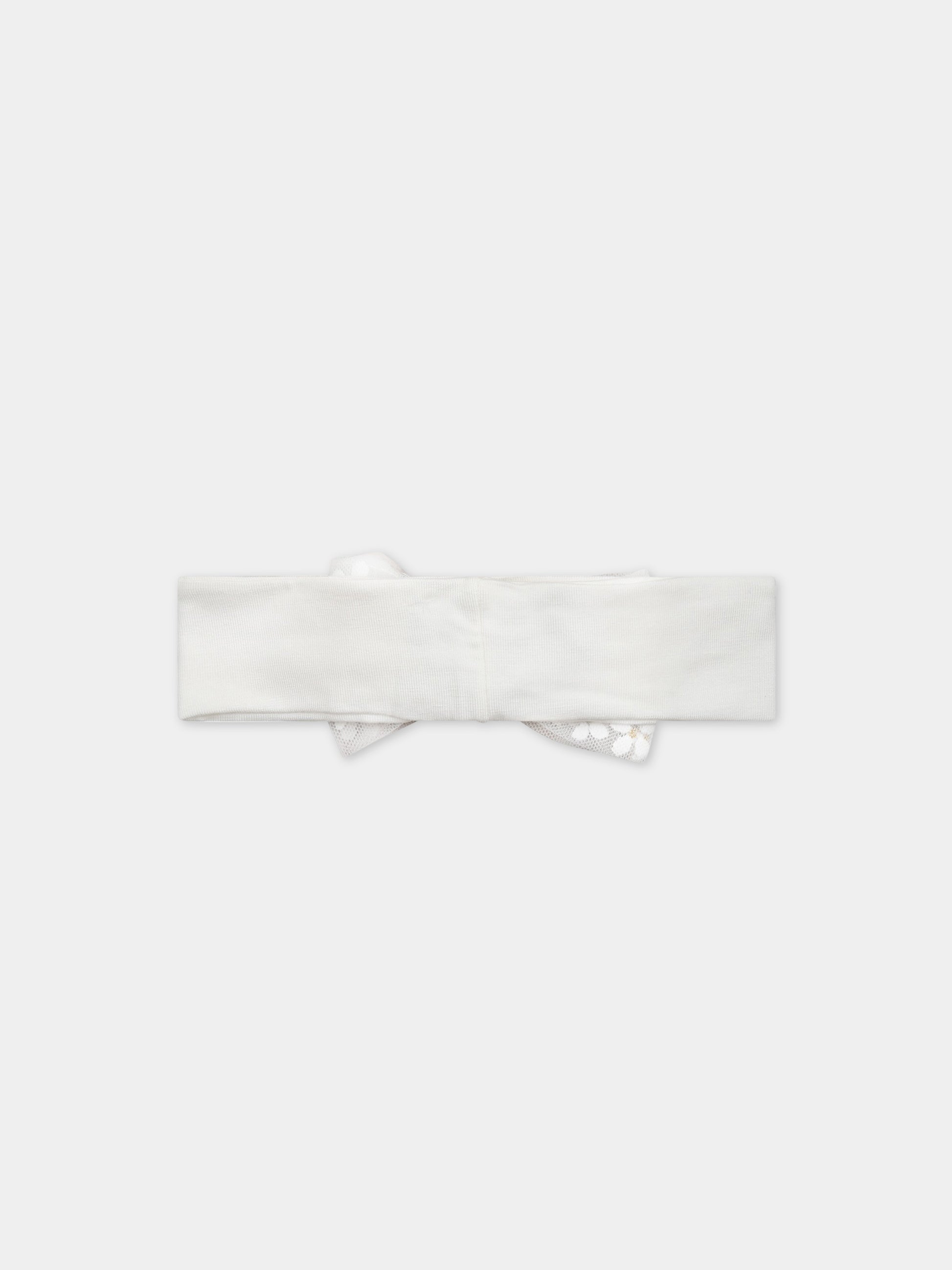 Fascia bianca per capelli per neonata con fiocco in tulle,La Stupenderia,ABFA52J32 X19