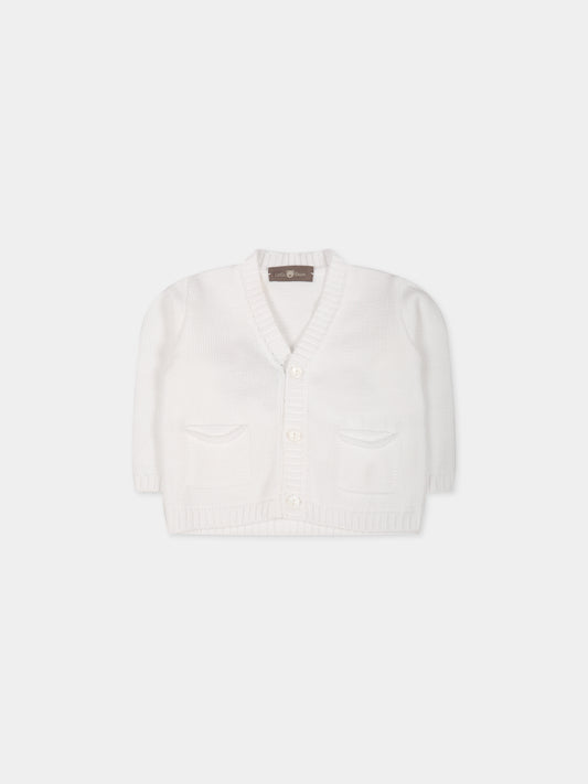 Cardigan bianco per neonato,Little Bear,6150 BIANCO
