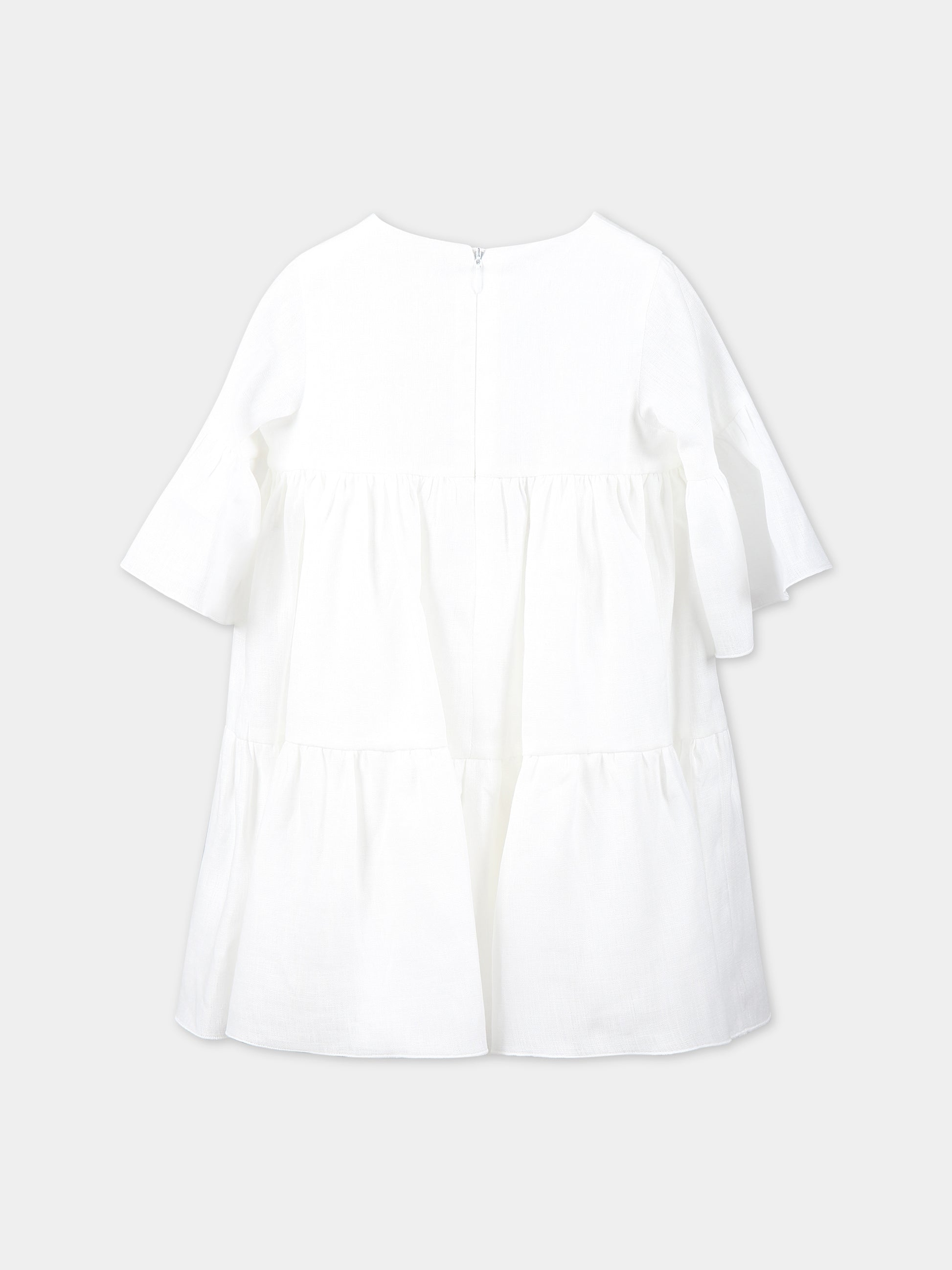 Vestito bianco per neonata con fiori applicati,Little Bear,6241 BIANCO