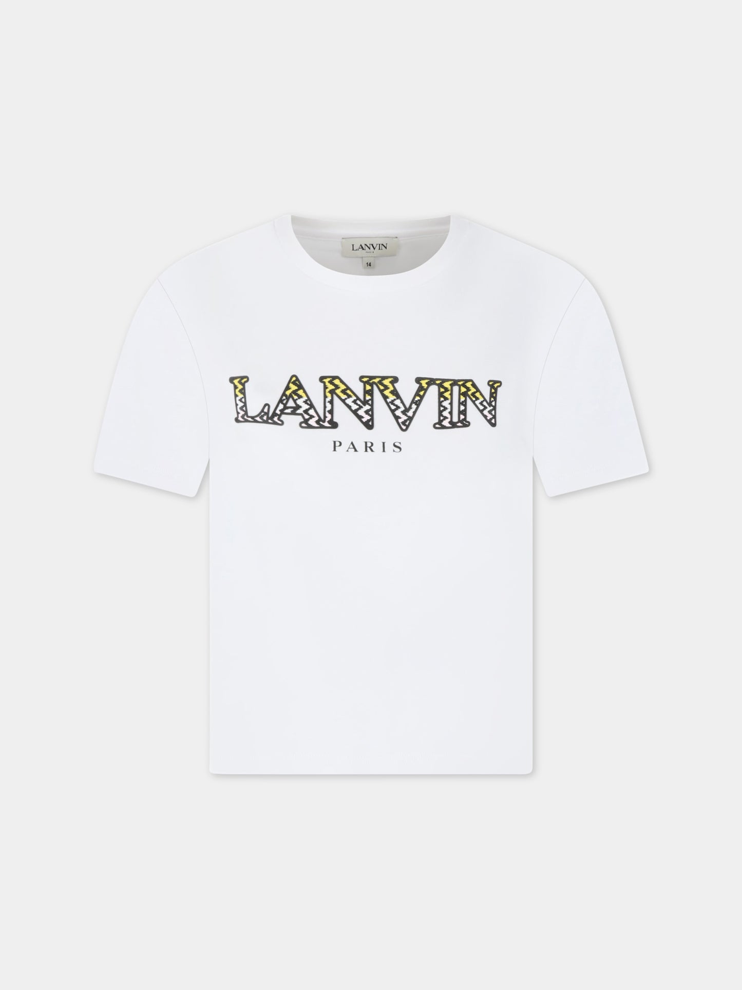 T-shirt bianca per bambina con logo multicolor,Lanvin Petite,N15083 10P