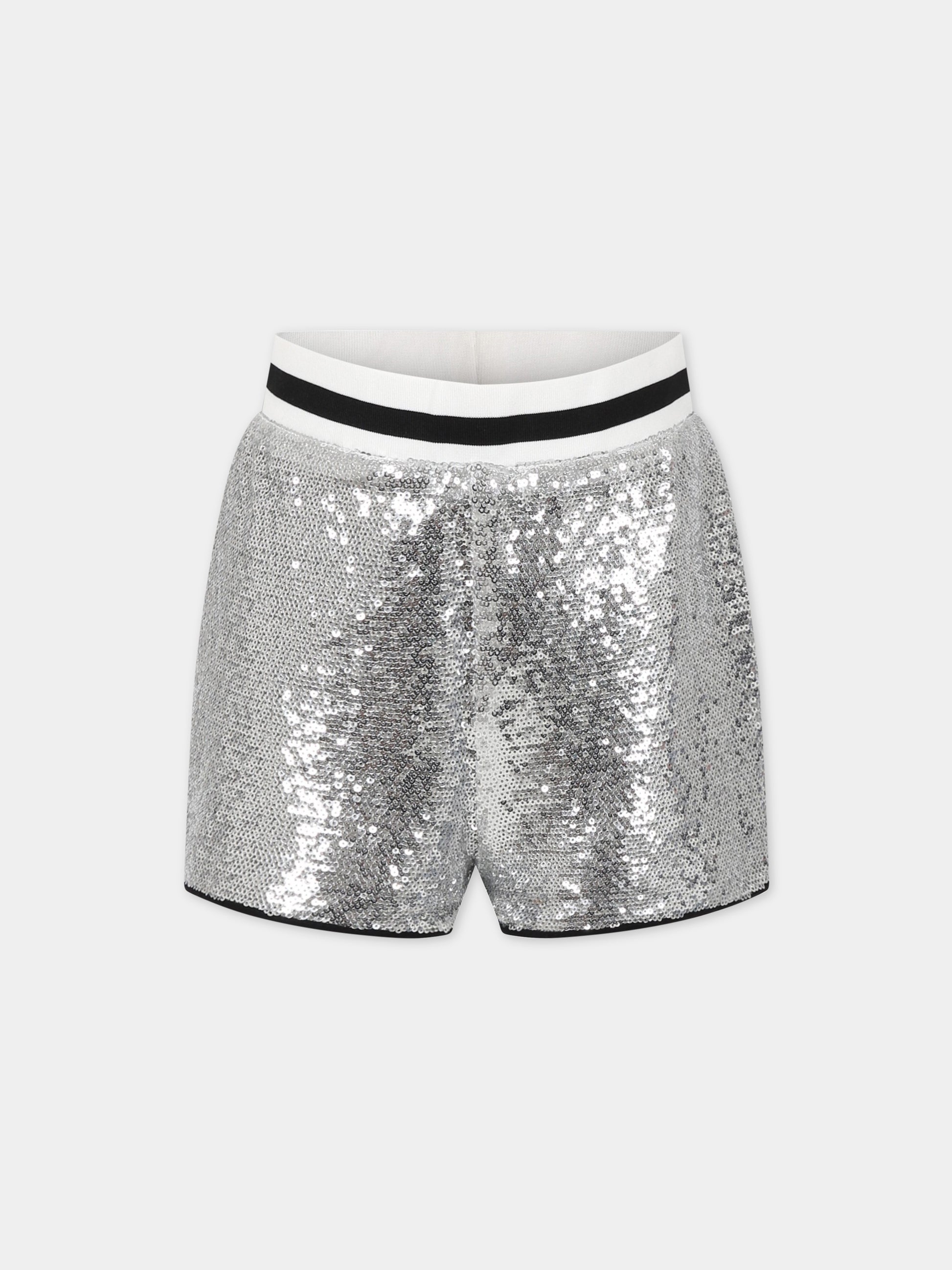Short elegante argento con paillettes per bambina,Zadig & Voltaire Kids,X14165 016
