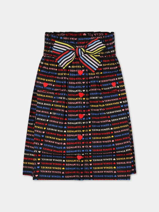 Gonna multicolor per bambina con cuori e logo,Sonia Rykiel Paris,A13000 Z41