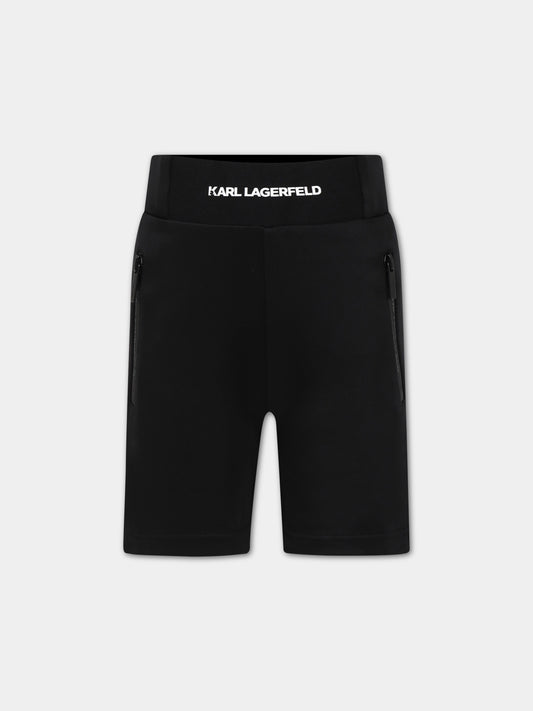 Shorts neri per bambino con logo,Karl Lagerfeld Kids,Z24149 09B
