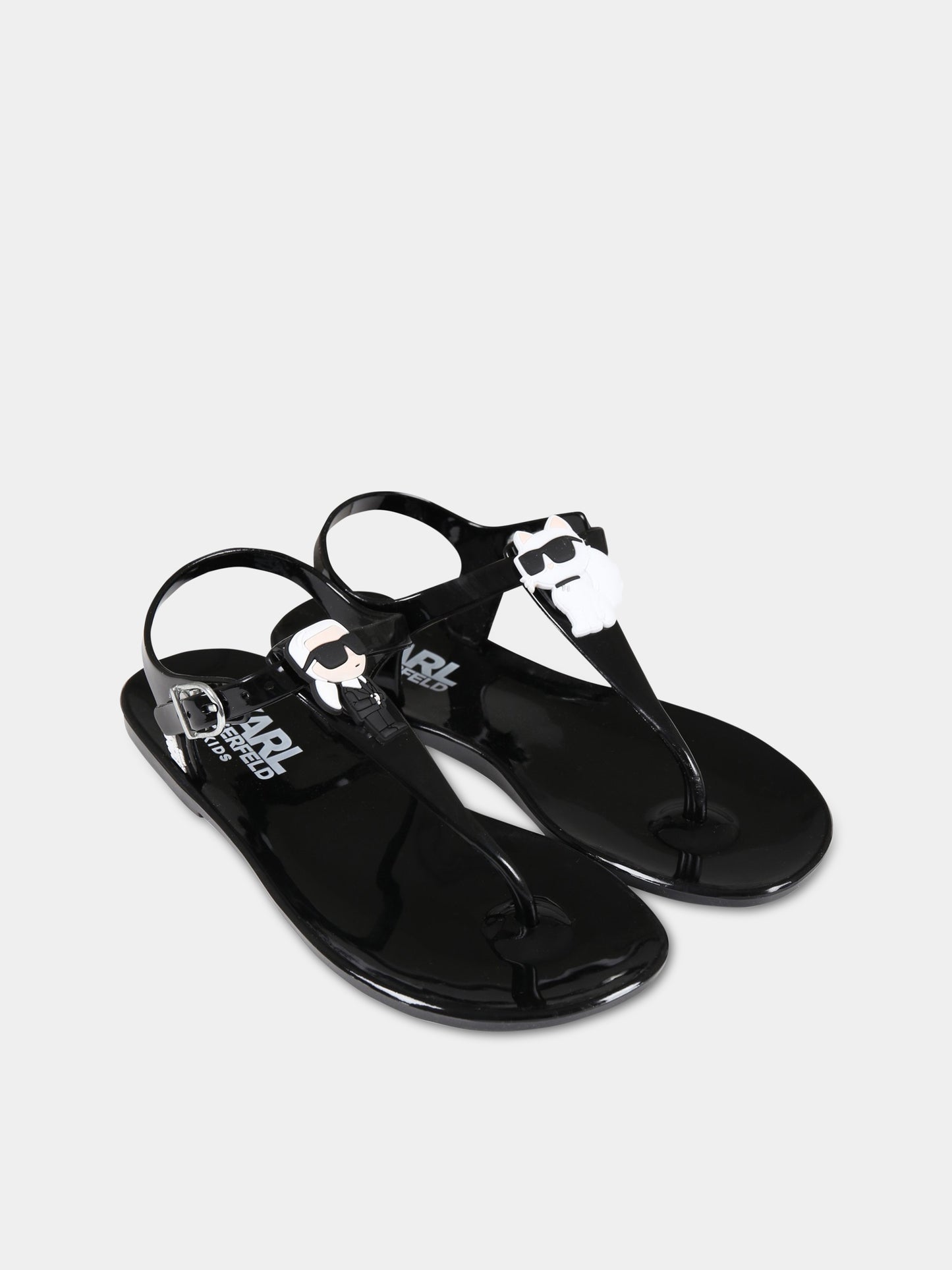 Sandalo nero per bambina con patch e logo,Karl Lagerfeld Kids,Z19098 09B
