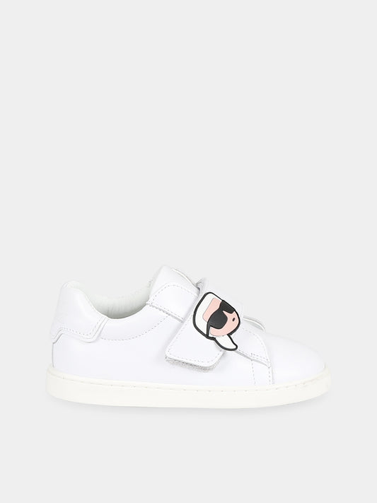 Sneakers bianco per neonato con patch  Karl Lagerfeld e logo,Karl Lagerfeld Kids,Z09005 10B