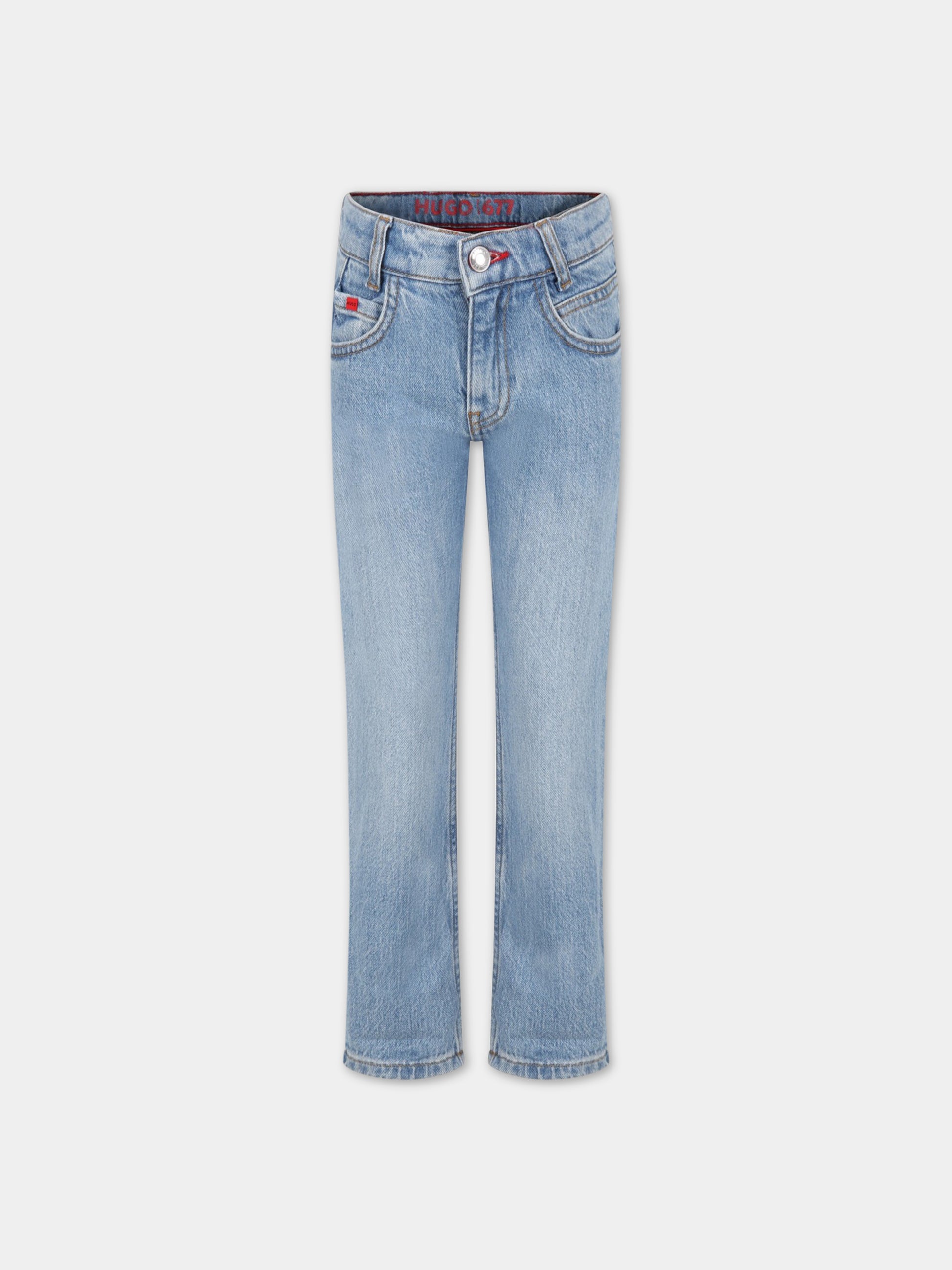 Jeans celesti per bambino con logo,Hugo,G24118 Z74