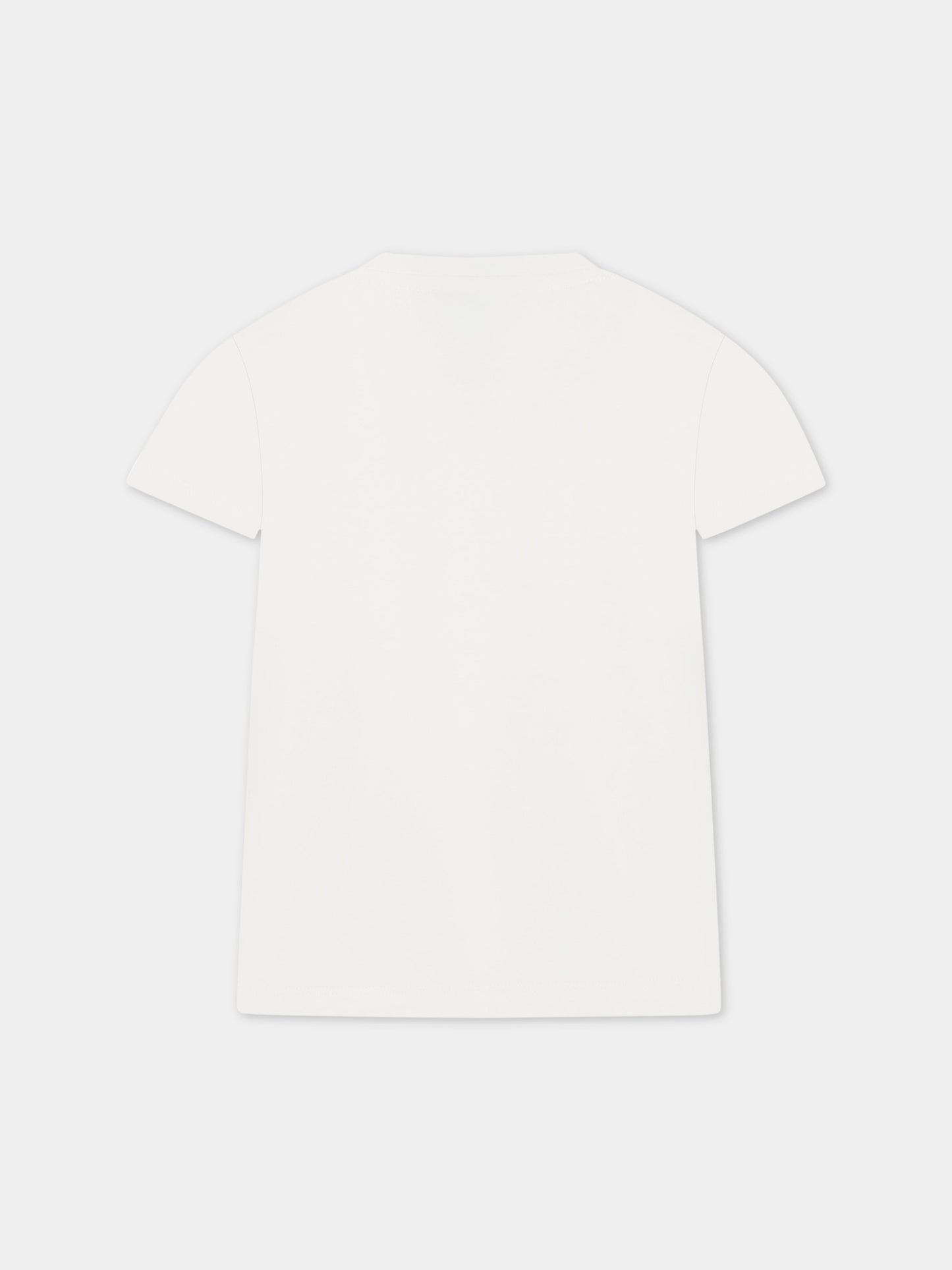 T-shirt bianco per bambina con stampa,Le Petit Coco,LFTS042 JE138 0022