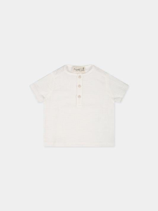 T-shirt bianca per neonato,Le Petit Coco,LBCA012 GA84 0000