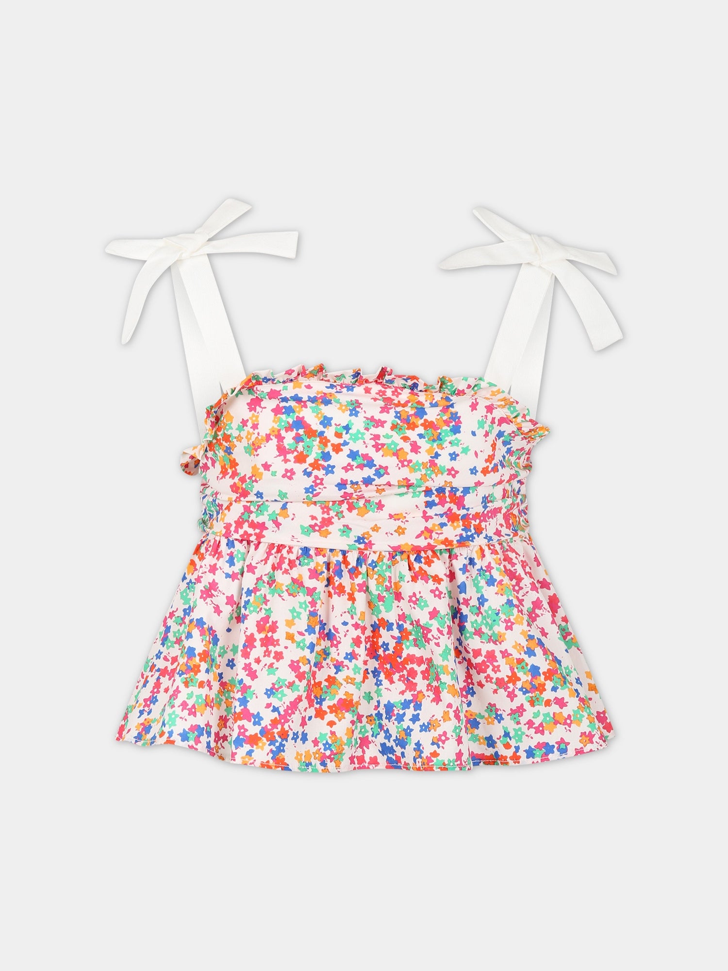 T-shirt multicolor per bambina con stampa fiori,Philosophy,PJCA131 CA01 BH003