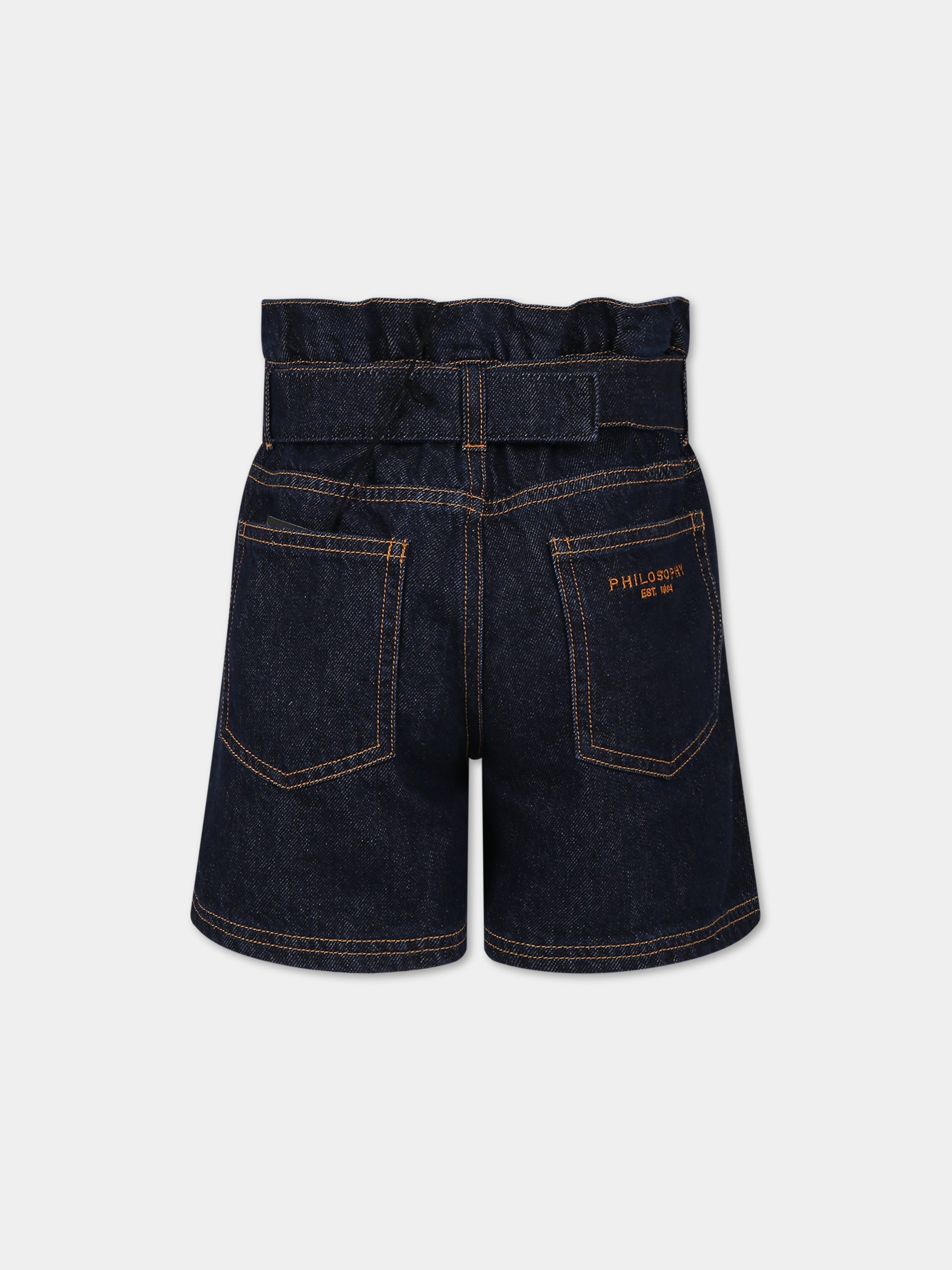 Shorts blu per bambina con logo,Philosophy,PJBE68 DF007 4020