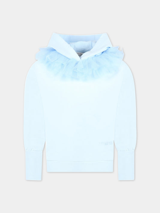 Felpa celeste con cappuccio per bambina,Philosophy,PJFE120 FE144 9012
