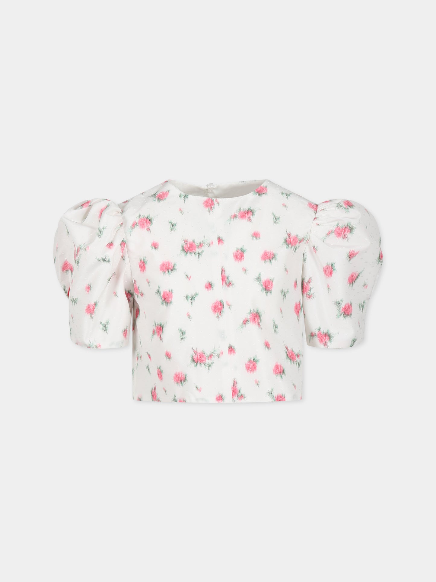 Camicia bianca per bambina con fiori,Philosophy,PJCA132 TF37 0010