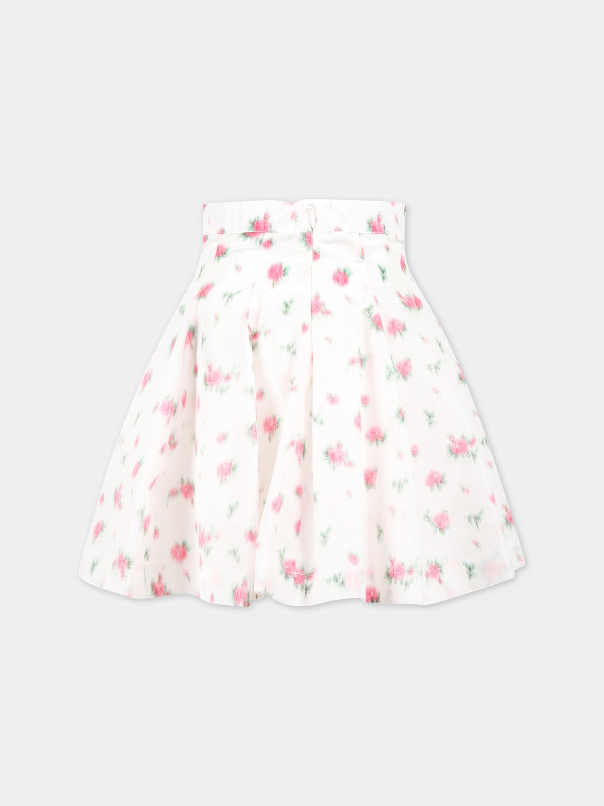 Gonna bianca per bambina con stampa floreale,Philosophy,PJGO82 TF37 0010
