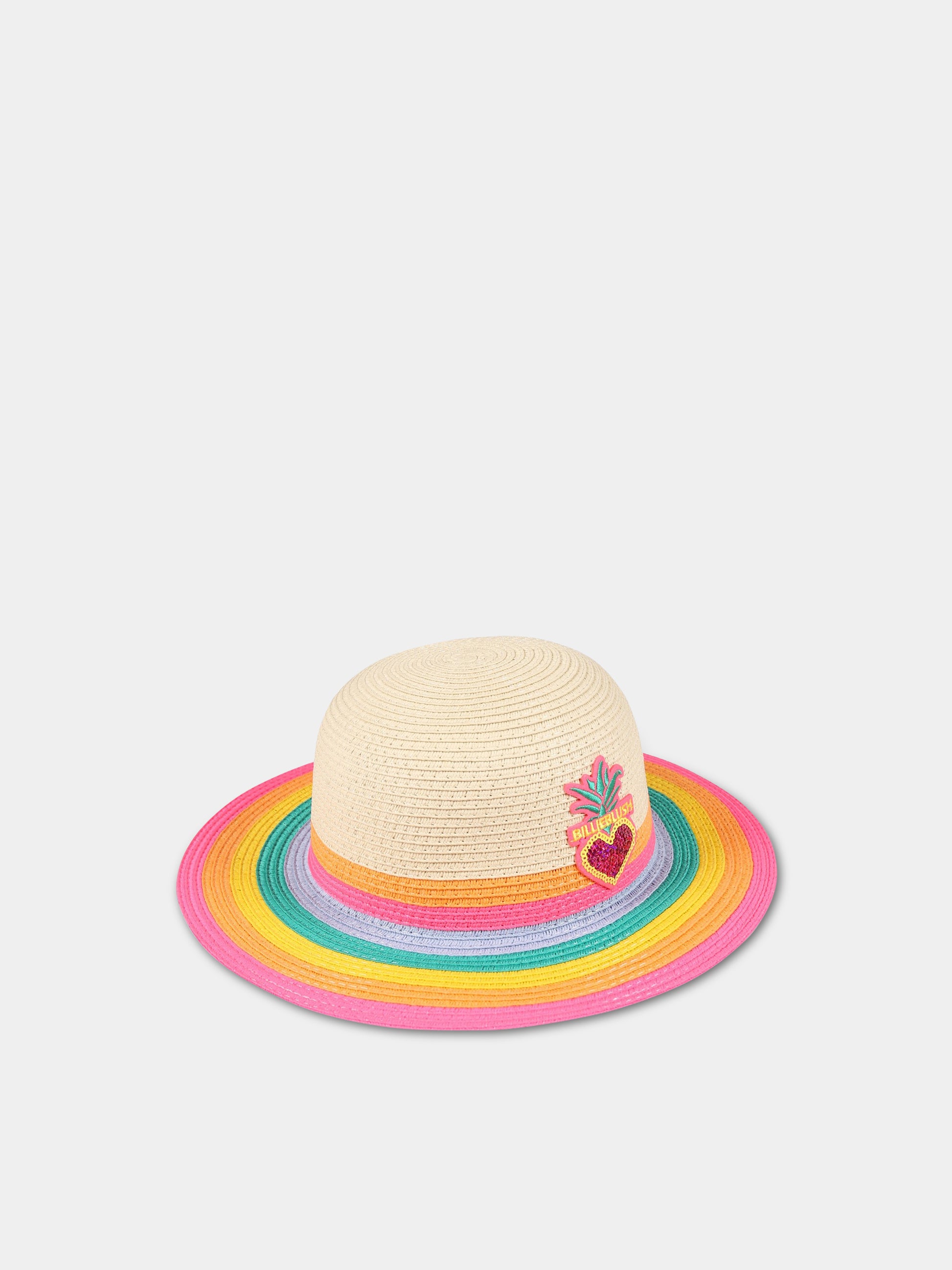 Cappello multicolor per bambina con cuore e logo,Billieblush,U11133 Z41
