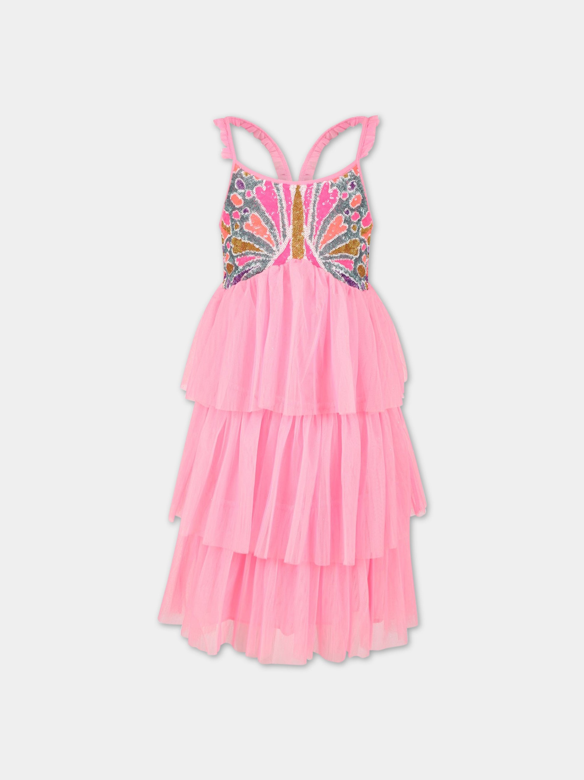 Vestito rosa per bambina con paillettes,Billieblush,U12816 462