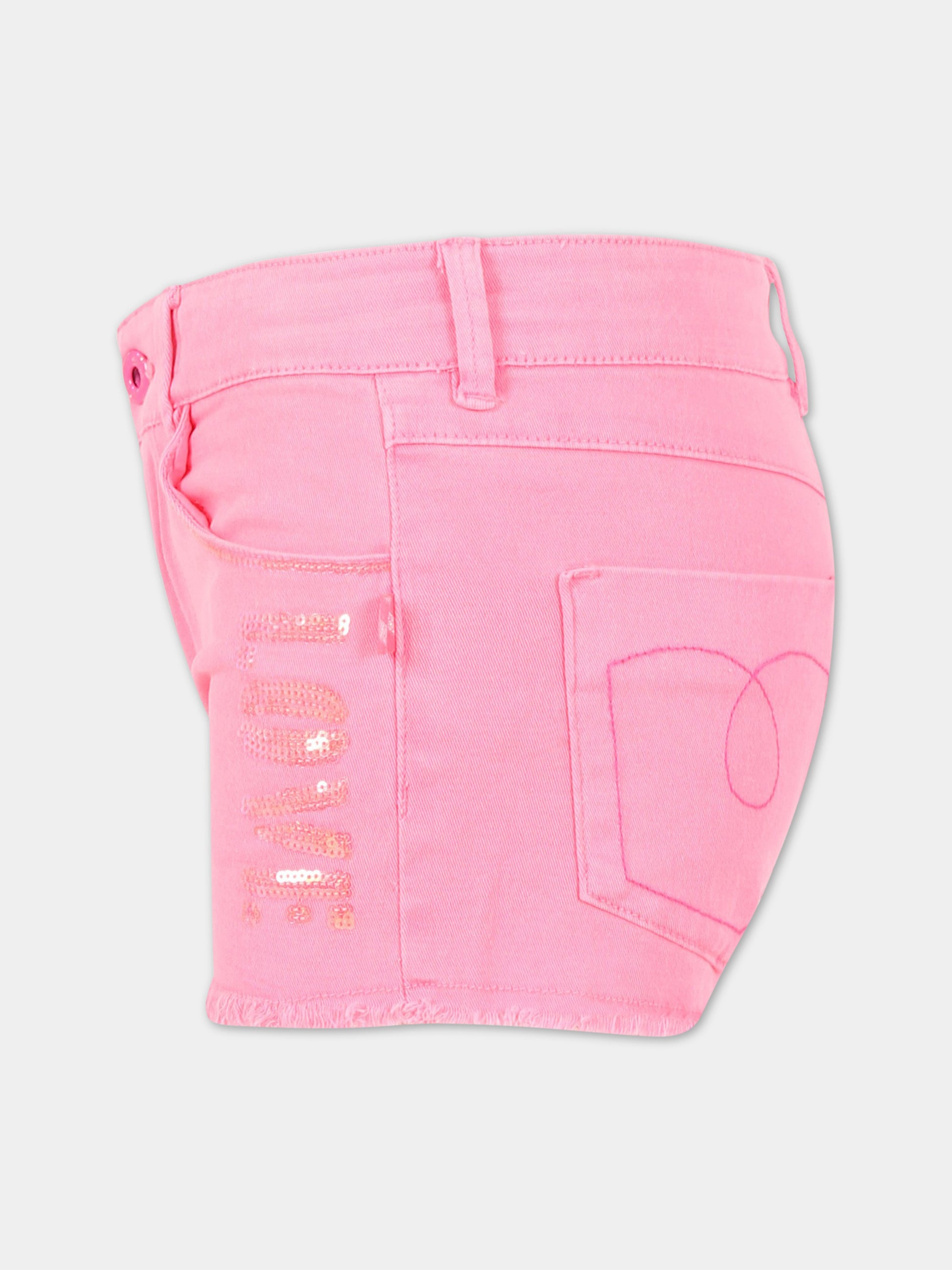 Shorts rosa per bambina con scritta  Love ,Billieblush,U14642 462