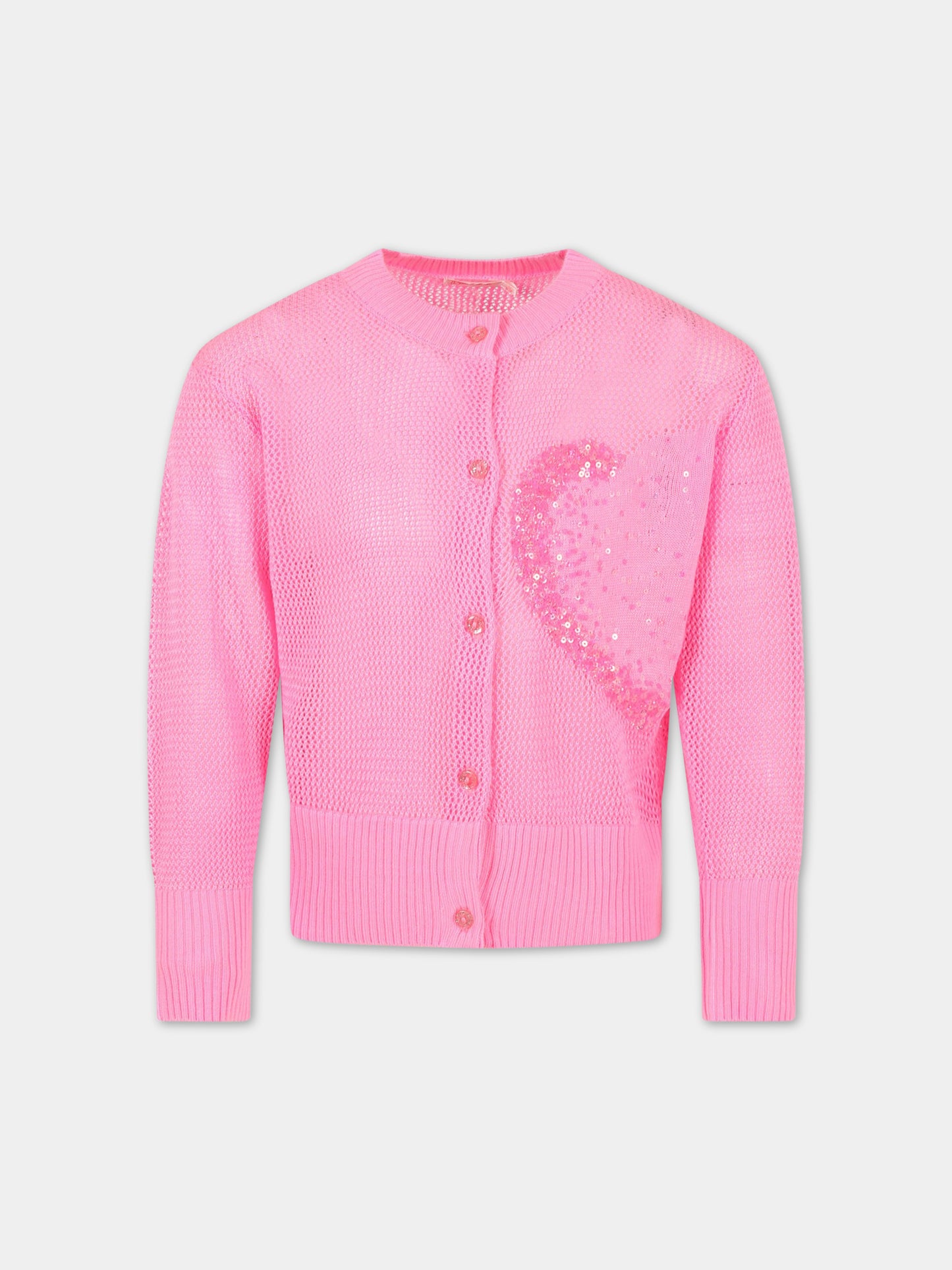 Cardigan rosa per bambina con cuore,Billieblush,U15A84 462