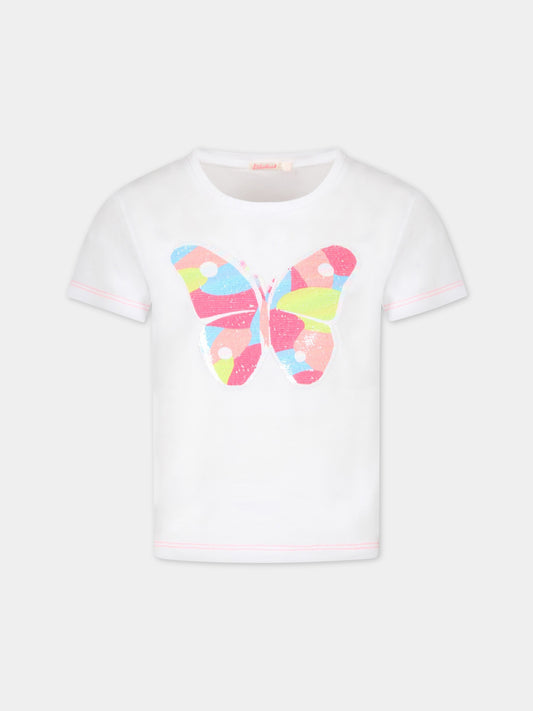 T-shirt bianca per bambina con farfalla,Billieblush,U15B09 10P