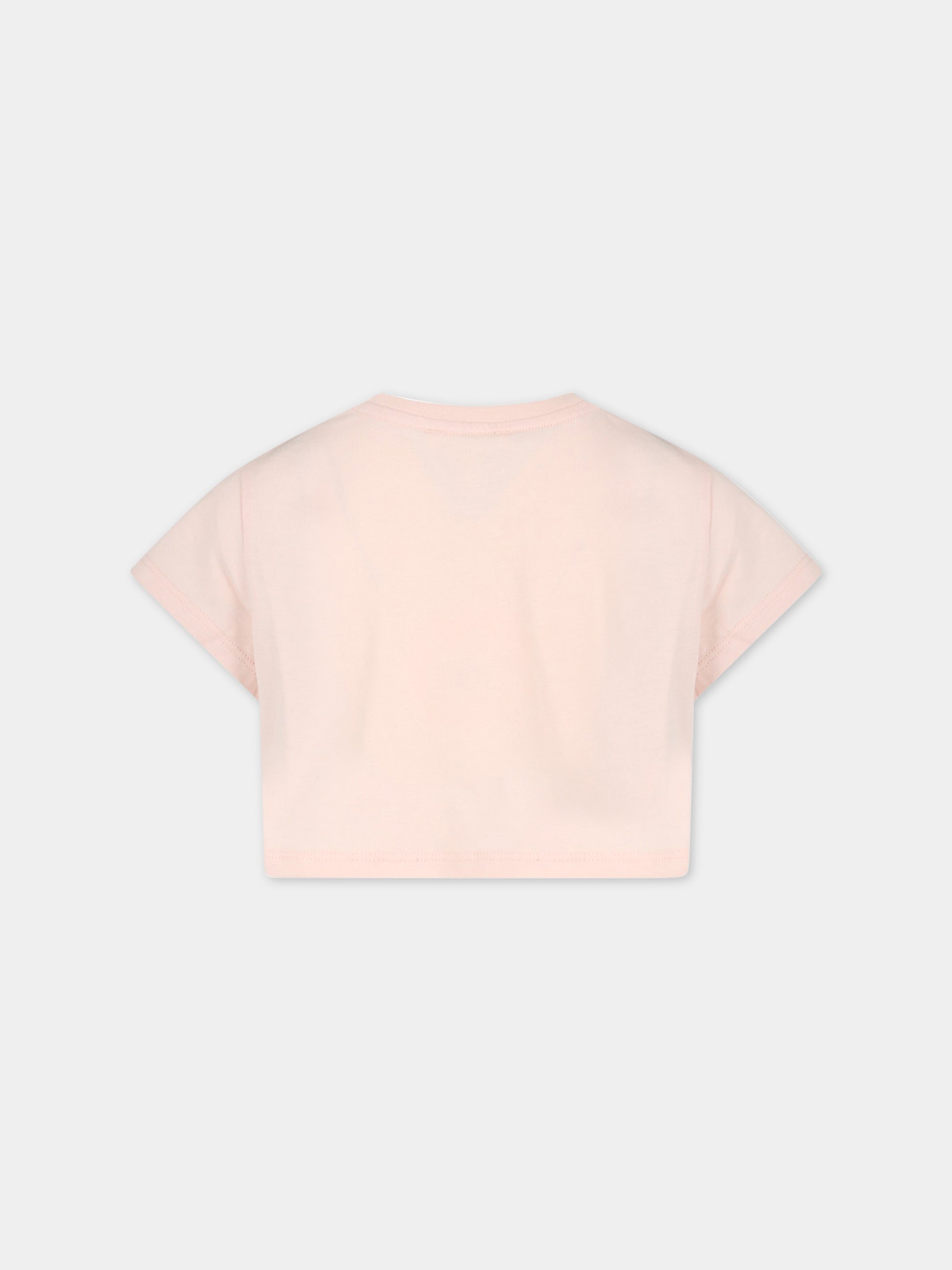 T-shirt rosa per bambina con logo multicolor,Chloé Kids,C15E07 45K