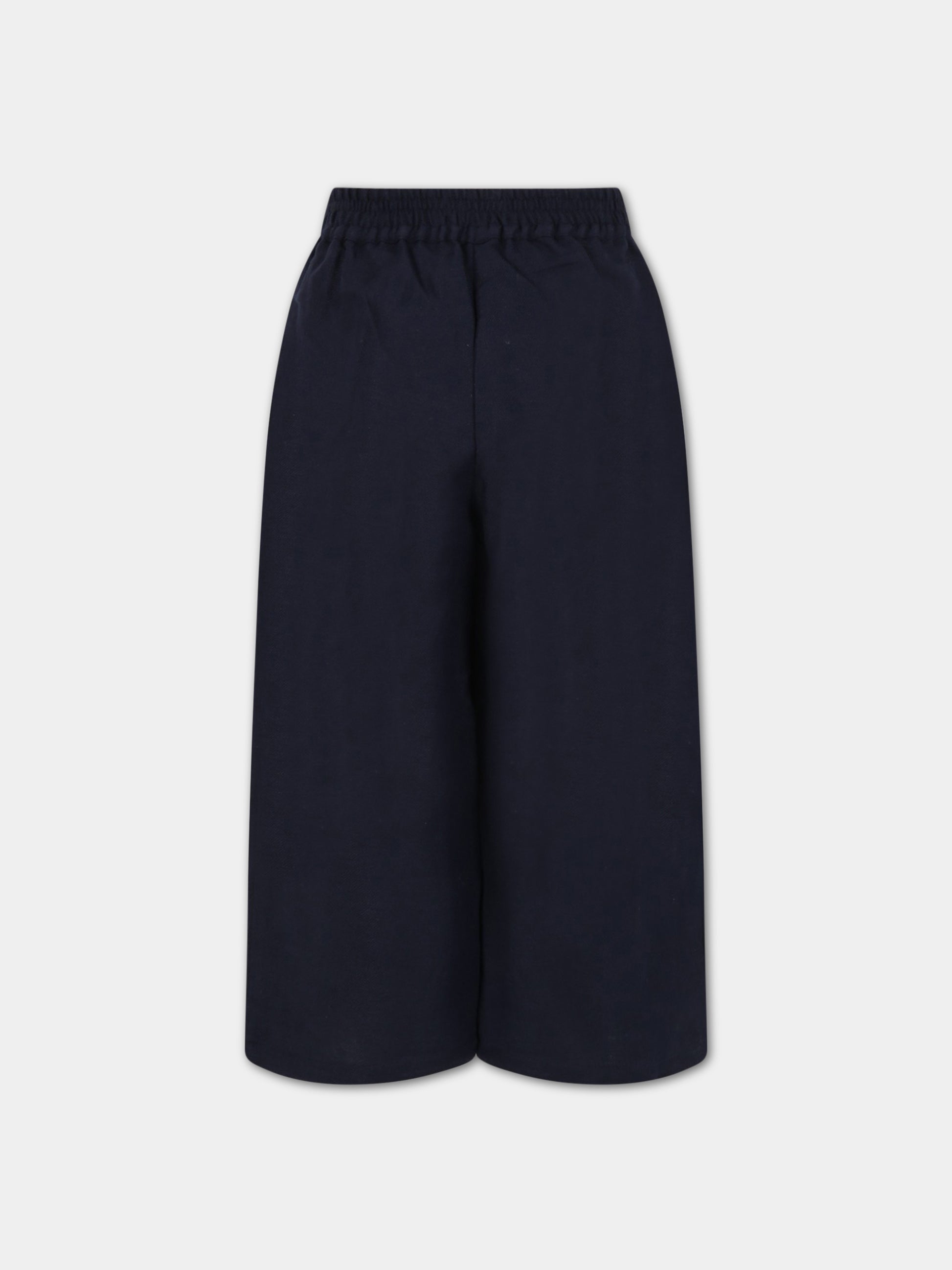 Pantaloni blu per bambina con dettagli smerlati,Chloé Kids,C14726 859