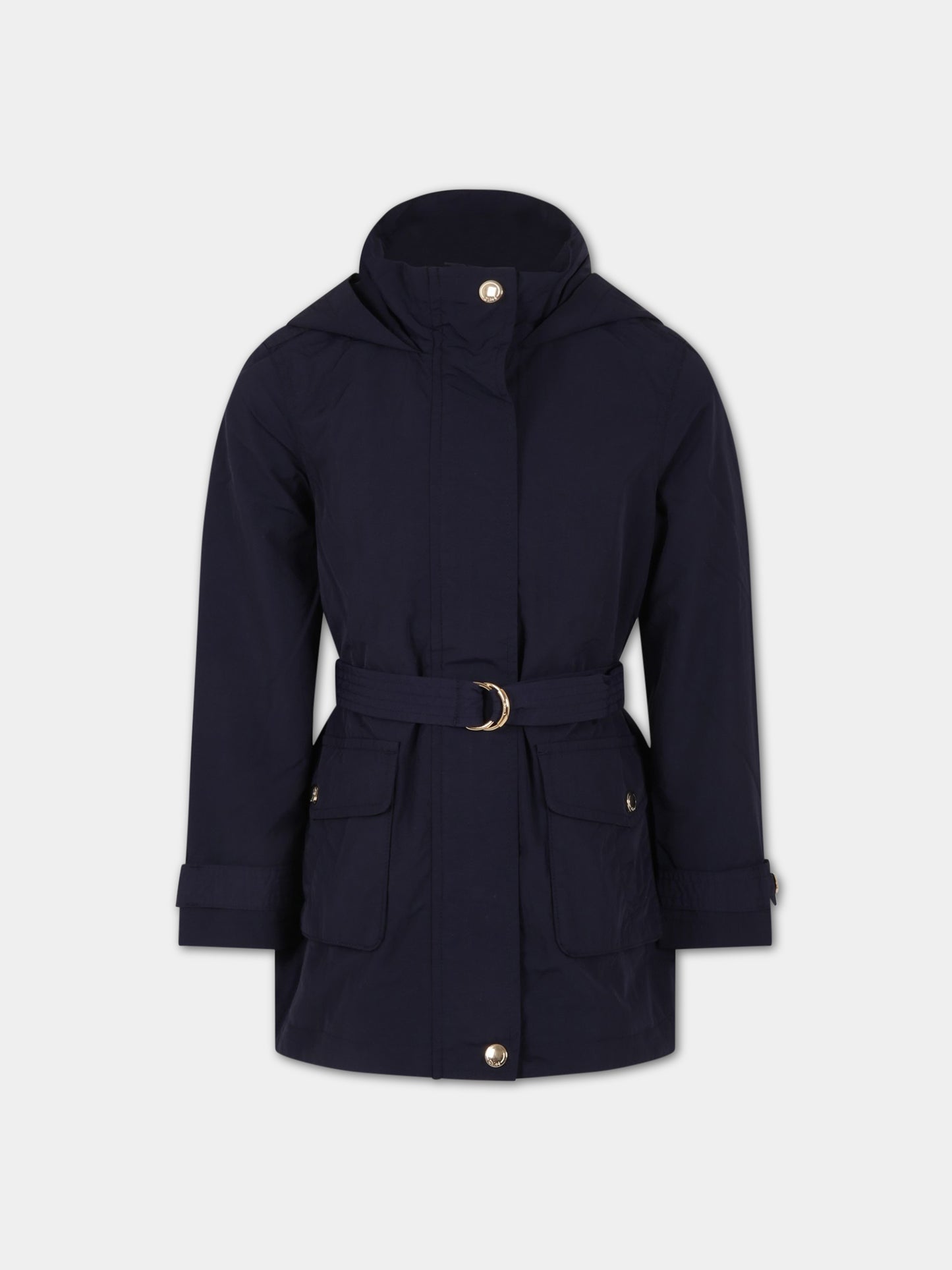 Parka blu per bambina con logo,Chloé Kids,C16433 859