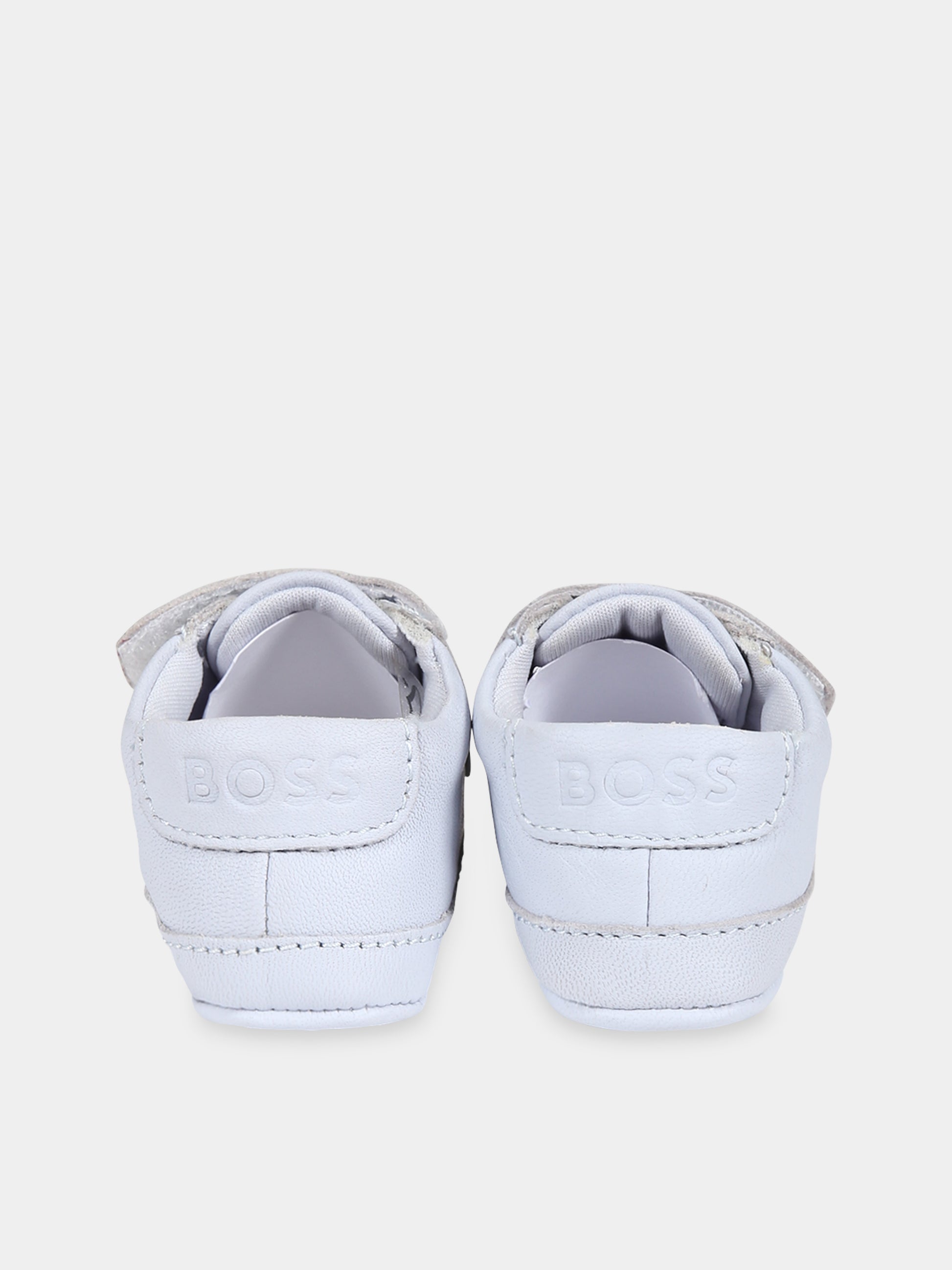 Sneakers celesti per neonato con scritta  Boss ,Boss,J99126 771