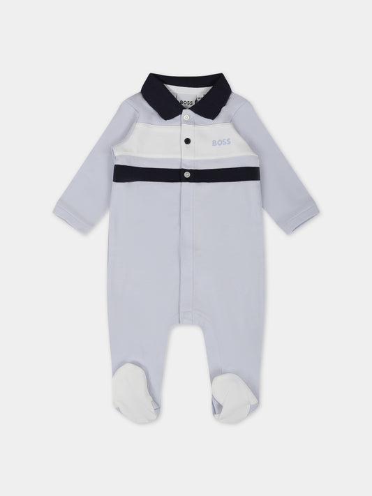 Pagliaccetto celeste per neonato con logo,Boss,J97203 771