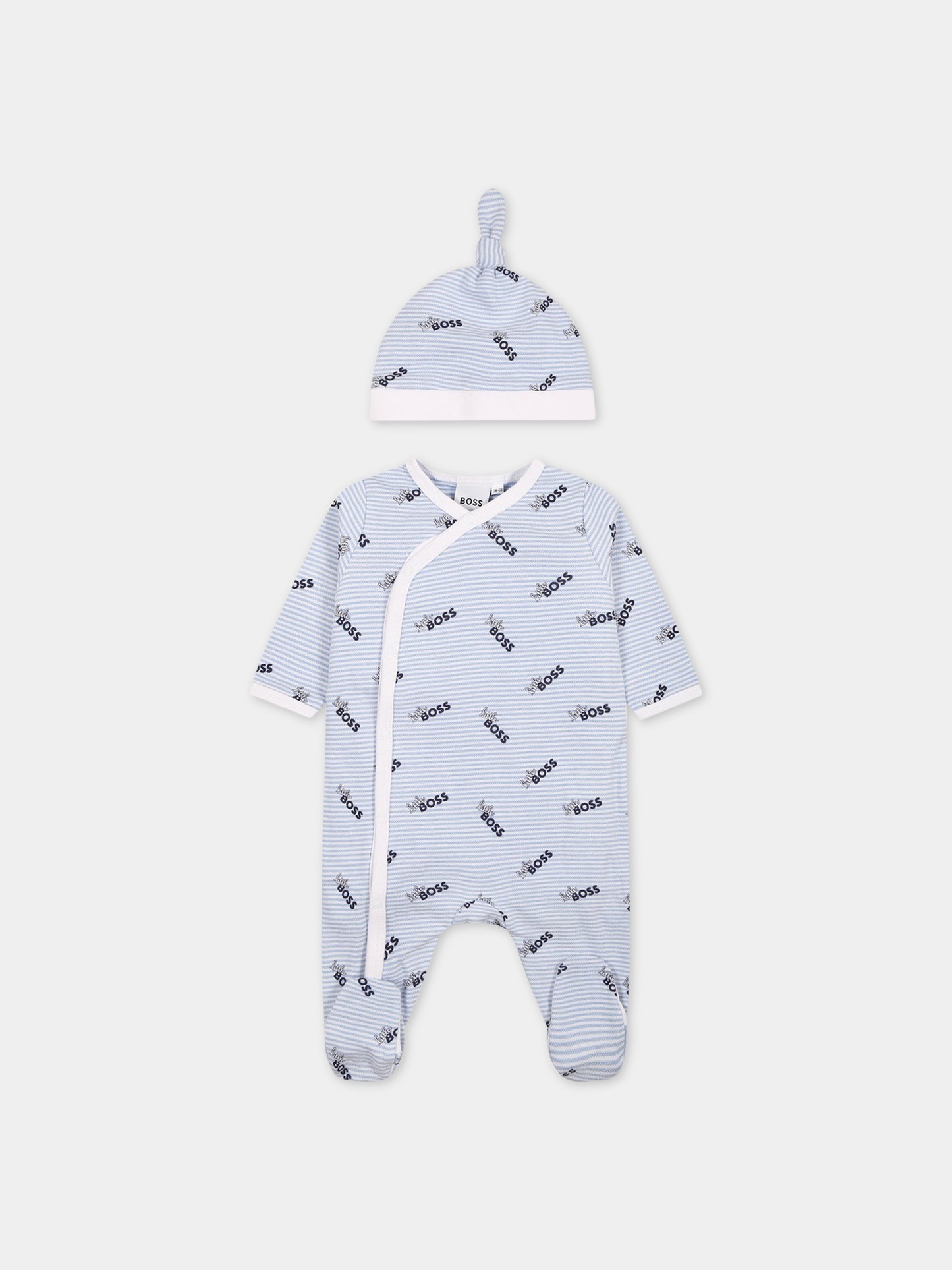 Set celeste per neonato con scritta  little Boss ,Boss,J98406 77A