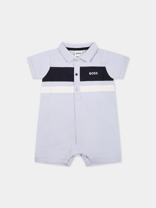 Pagliaccetto celeste per neonato con logo,Boss,J94339 771