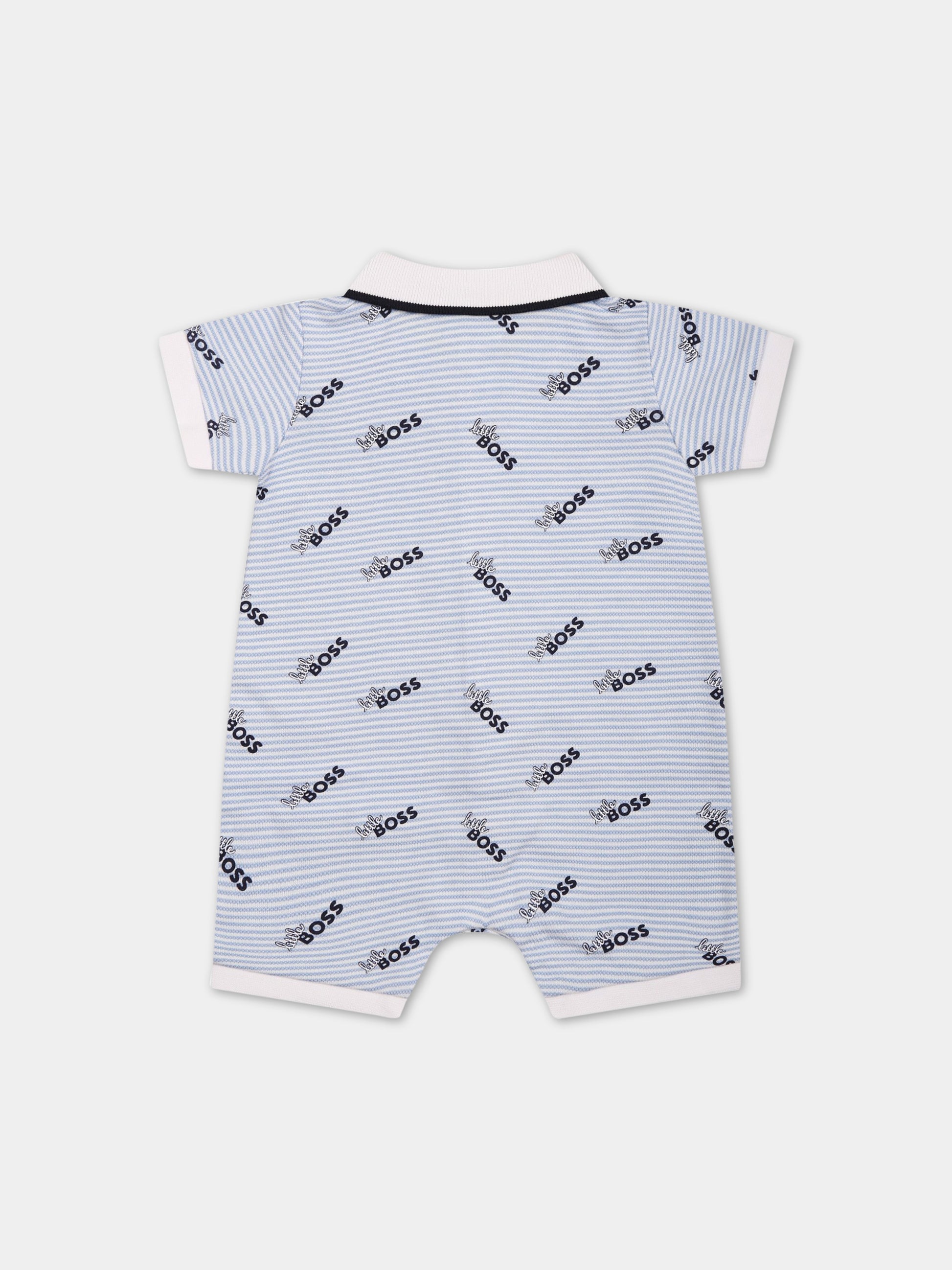 Pagliaccetto celeste per neonato con scritta  little Boss ,Boss,J94341 77A