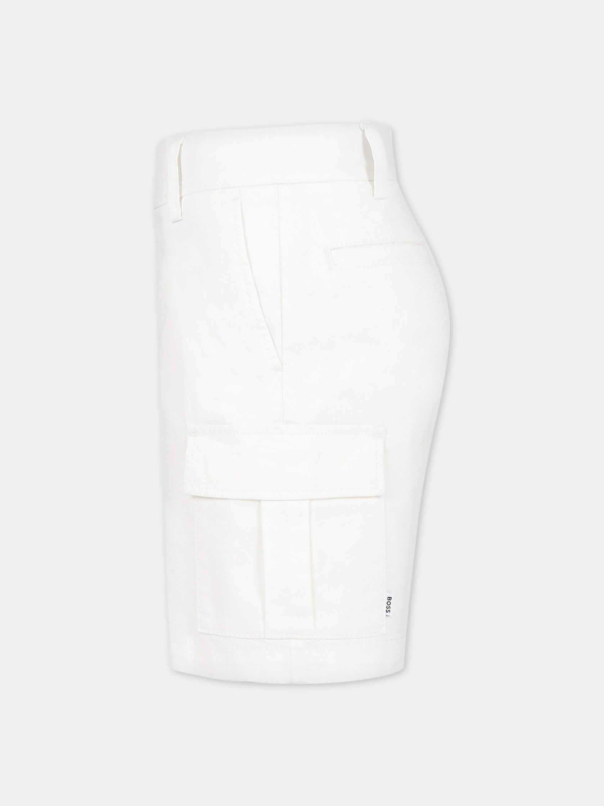 Shorts bianchi per bambino con logo,Boss,J24814 10P