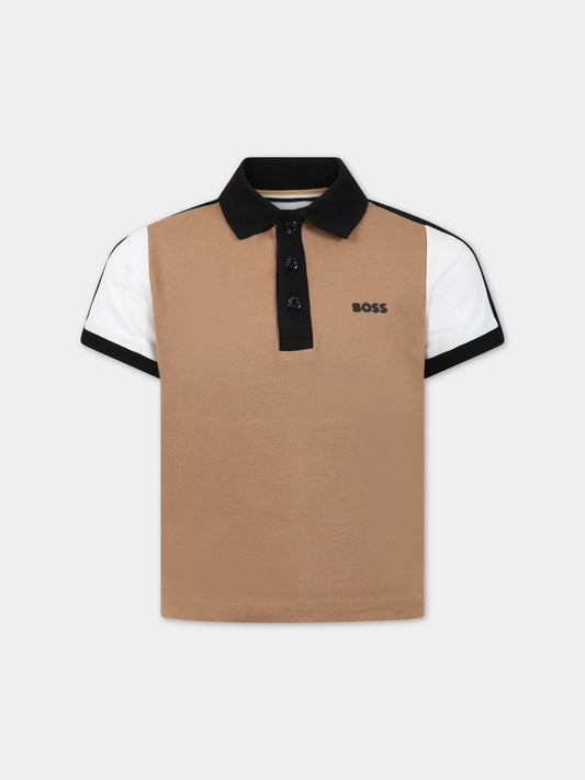 Polo marrone per bambino con logo,Boss,J25O33 269
