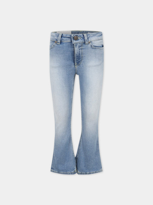 Jeans celesti per bambina con patch logato,Dondup Kids,DFPA216C DS041 4015