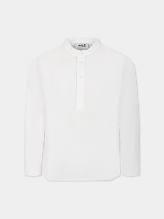 Camicia bianca per bambino con logo,Dondup Kids,DMCA82 CA01 B006