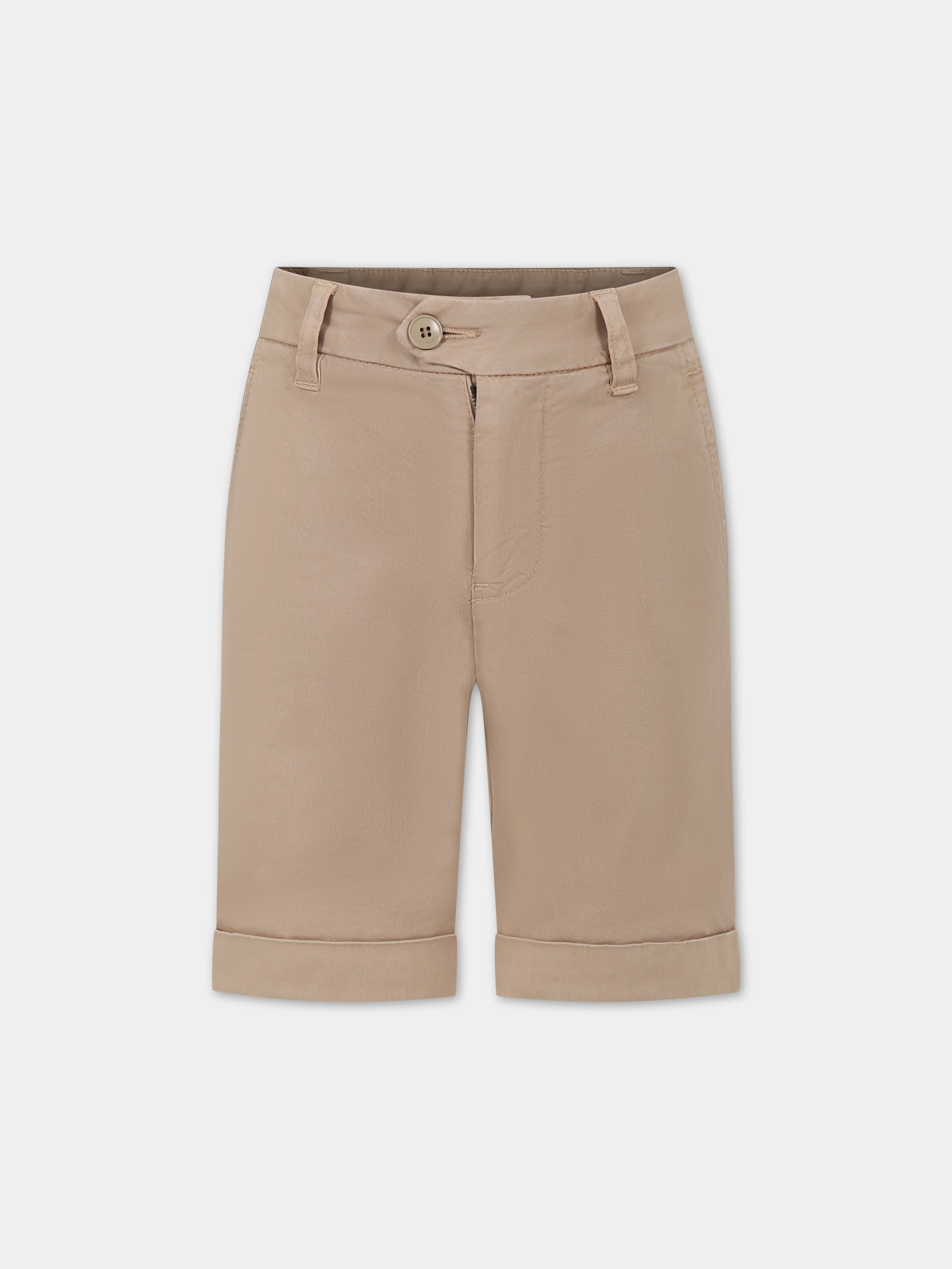 Shorts beige per bambino con logo,Dondup Kids,DMBE52 CE234 6006