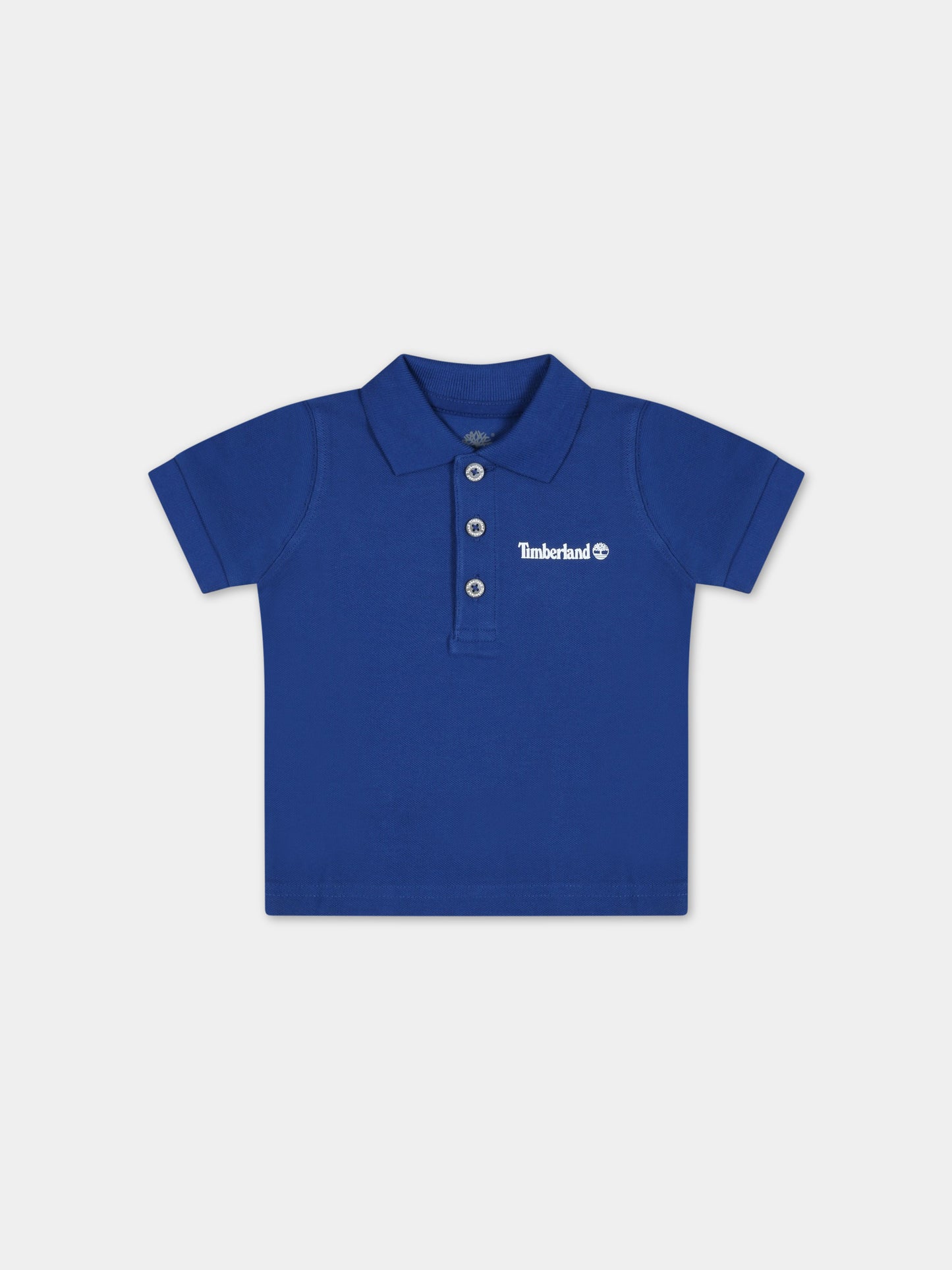 Polo blu per neonato con logo bianco,Timberland,T05K99 830