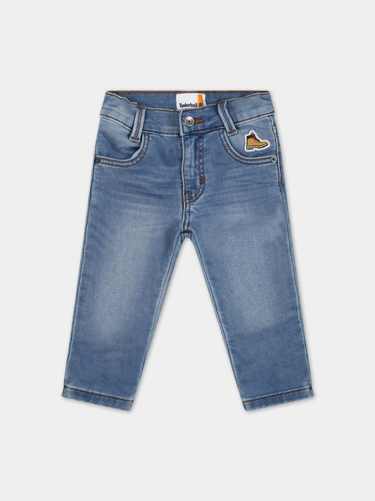 Jeans celesti per neonato con patch,Timberland,T04A49 Z74