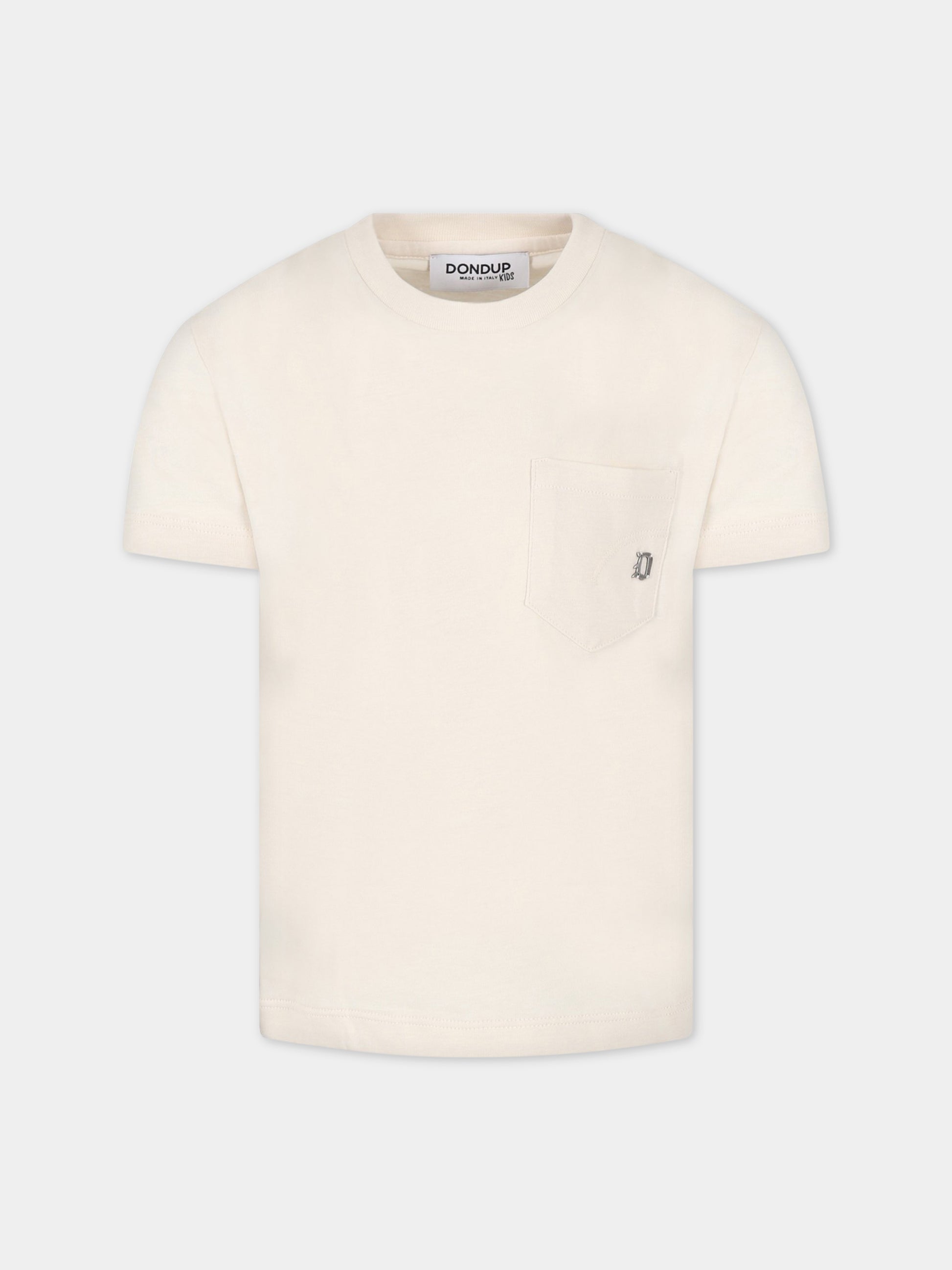 T-shirt avorio per bambino con logo,Dondup Kids,DMTS106C JF65 6007