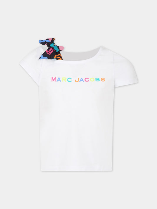 T-shirt bianca per bambina con logo,Little Marc Jacobs,W15661 10P