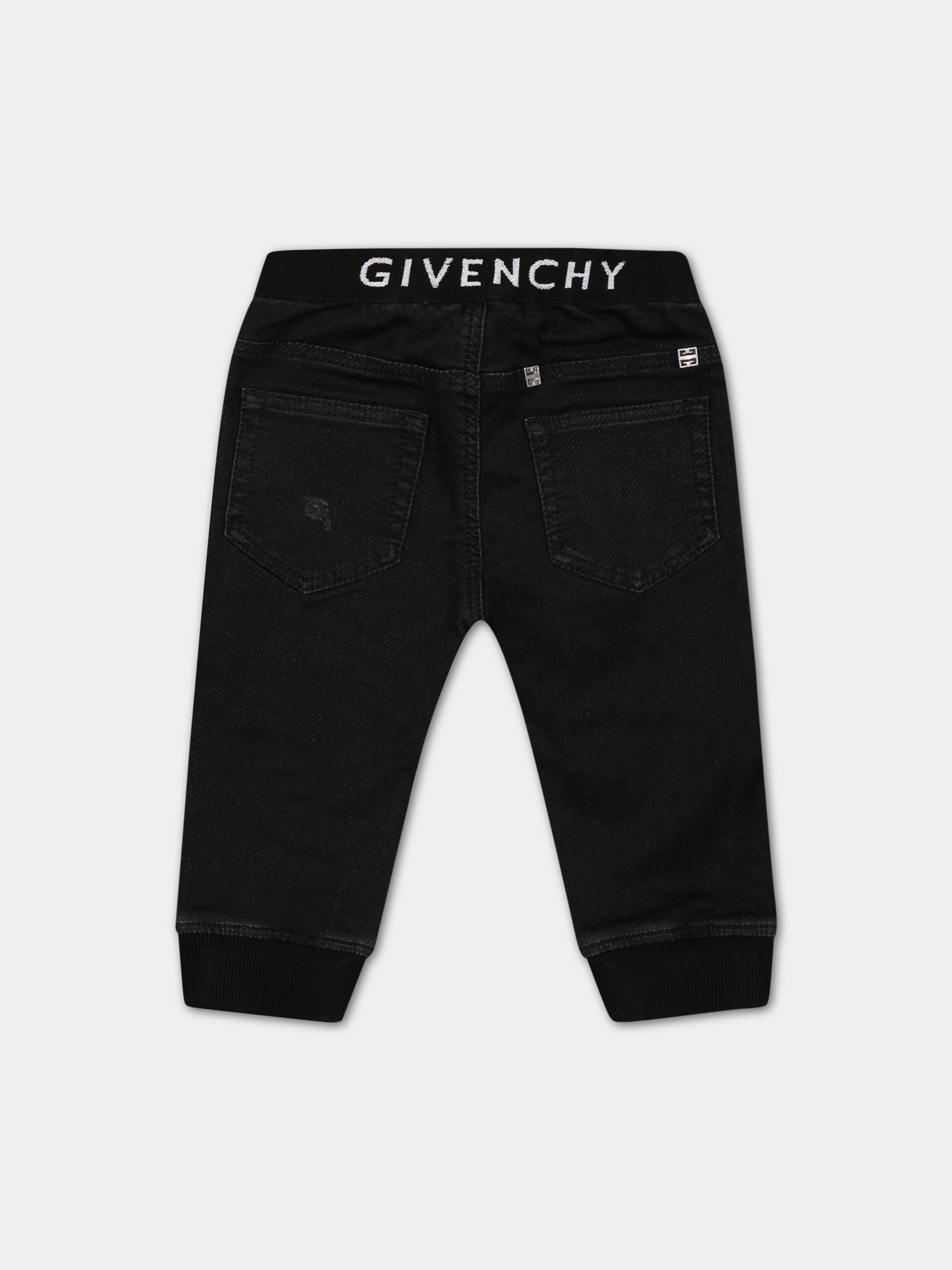 Jeans neri per neonato con logo,Givenchy Kids,H04155 Z11