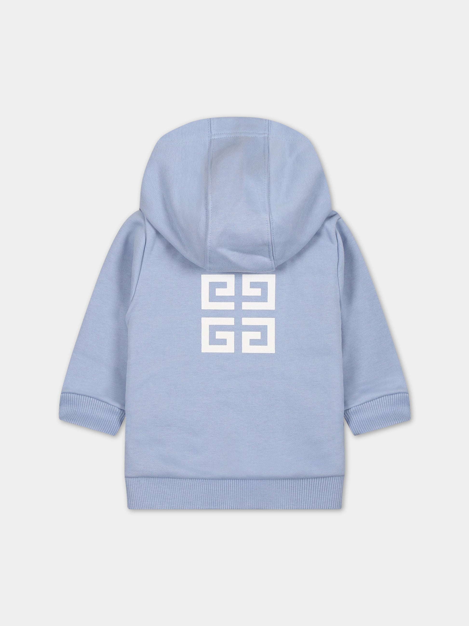 Felpa celeste per neonato con iconico logo,Givenchy Kids,H05254 790